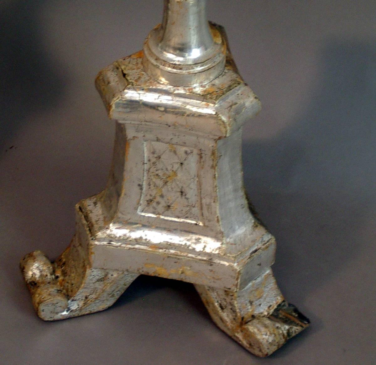 Baroque Italian Silver Leaf Candlesticks For Sale