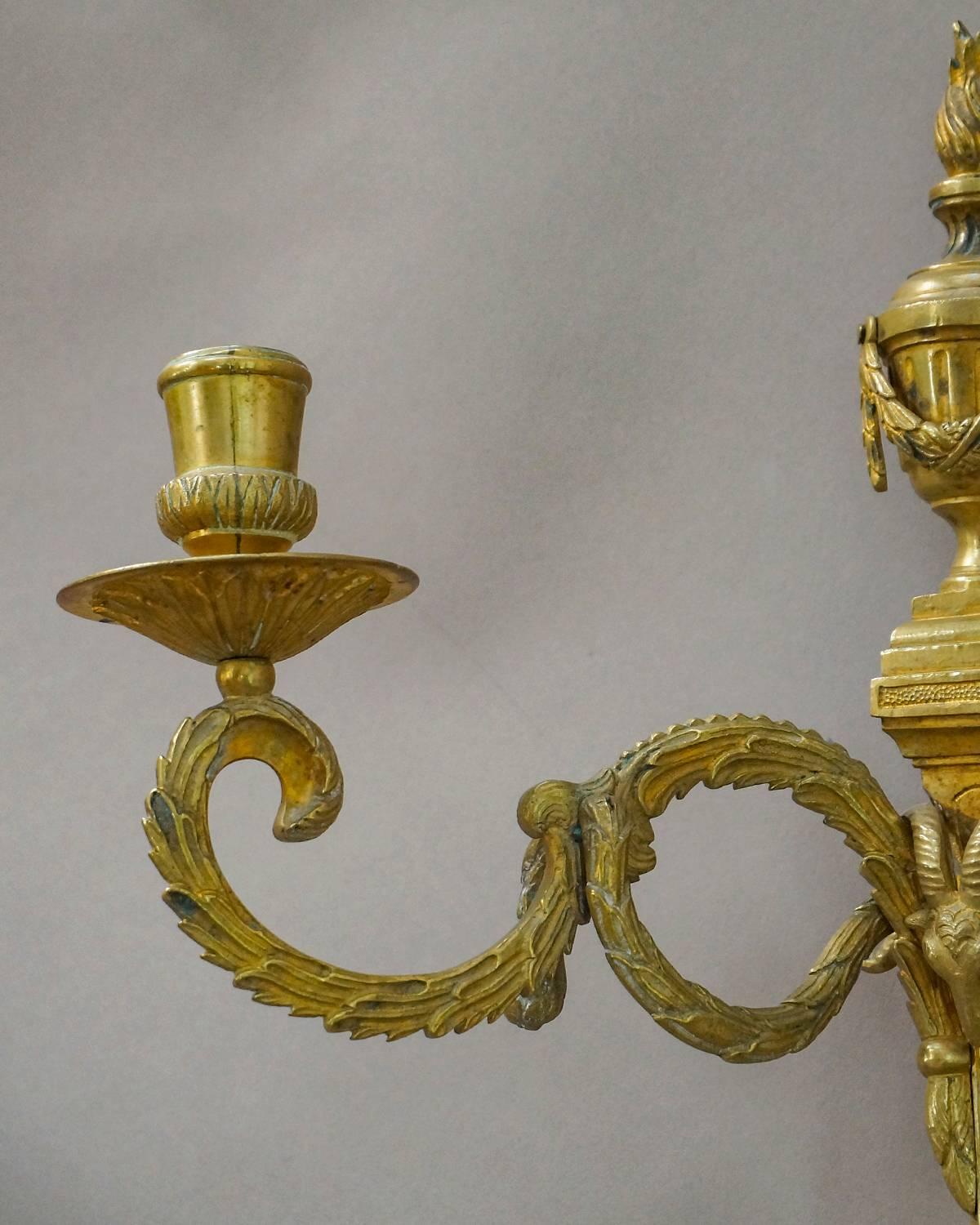 Burnished Pair of Period Gustavian Sconces For Sale