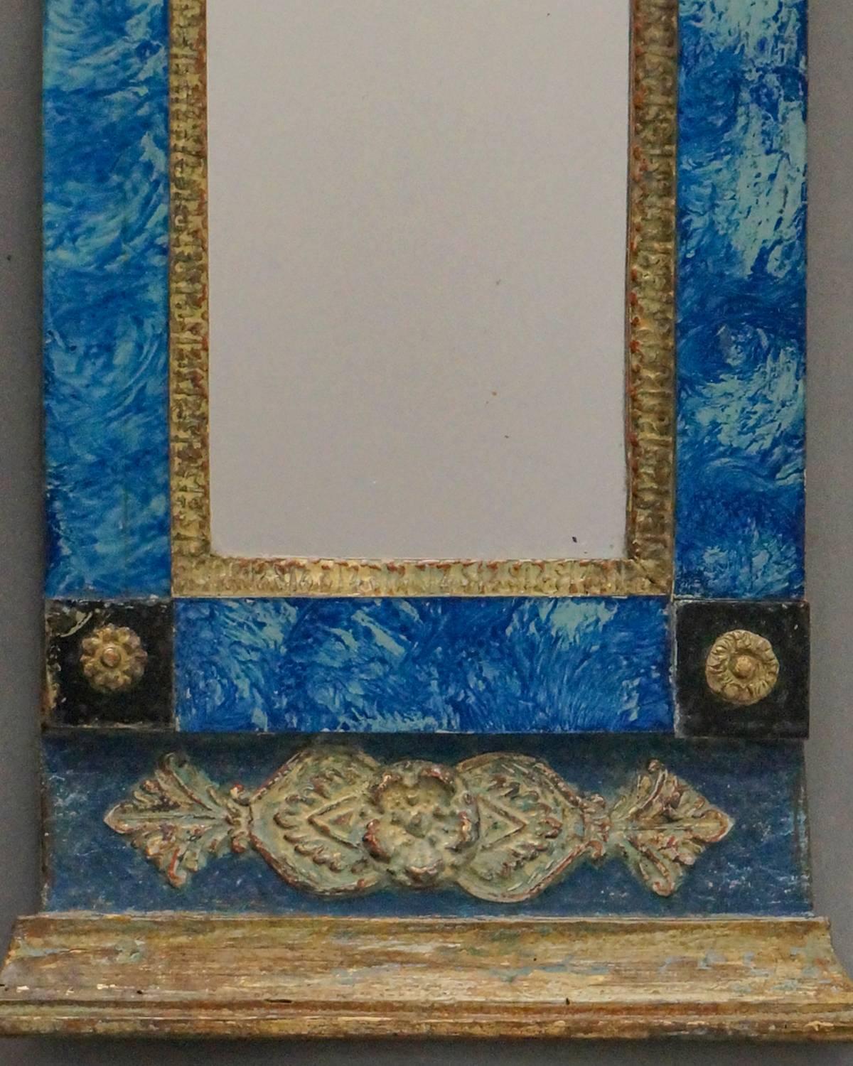 Gustavian Period Swedish Mirror with Reverse Painted Glass