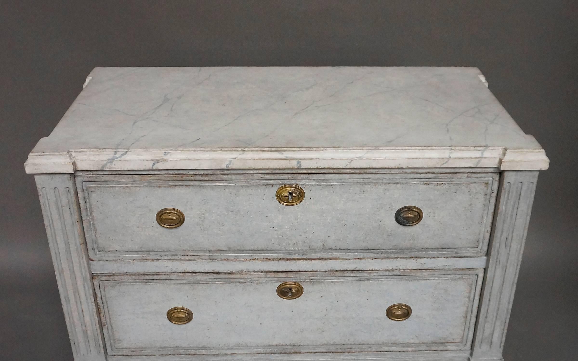 Pair of Swedish Neoclassical Two-Drawer Chests In Excellent Condition In Great Barrington, MA