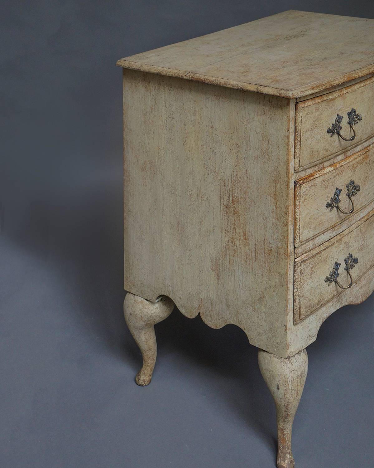 Hand-Carved Period Swedish Rococo Chest of Drawers
