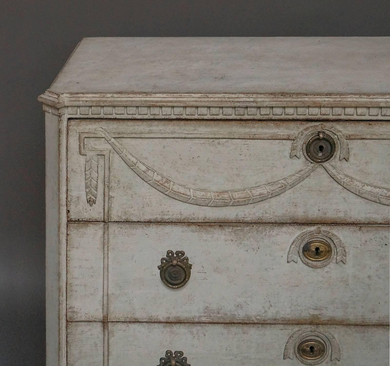 Hand-Carved Beautifully Detailed Swedish Neoclassical Chest of Drawers