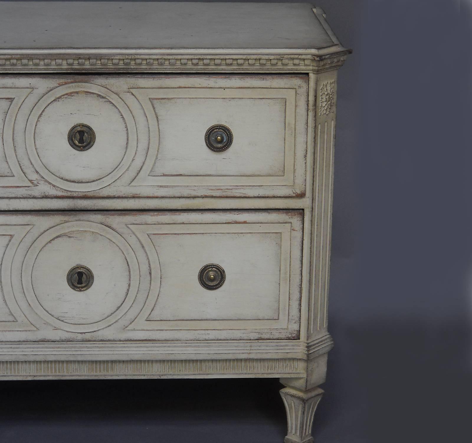 Hand-Carved Period Gustavian Two-Drawer Chest