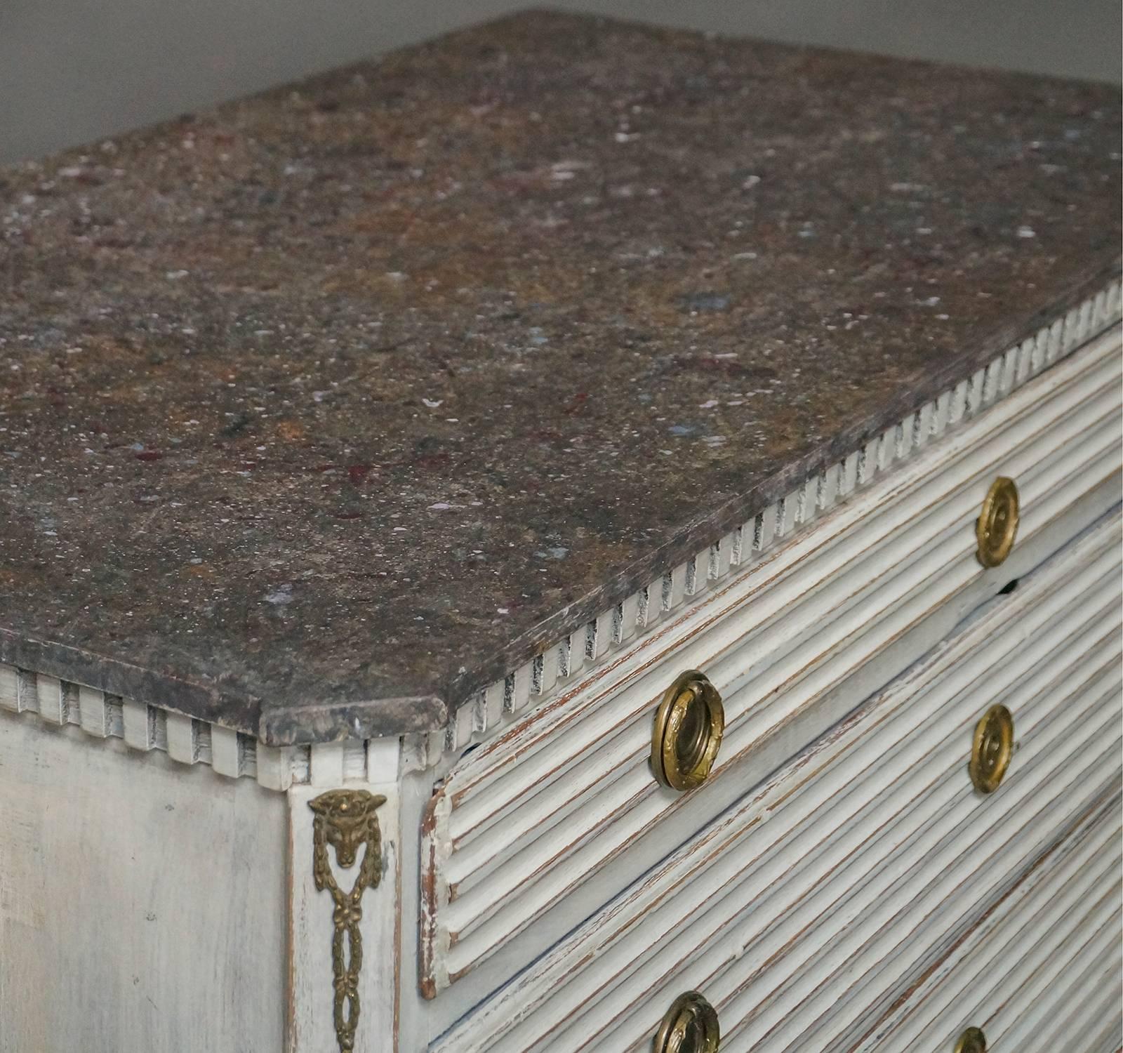Hand-Carved Period Gustavian Chest of Drawers
