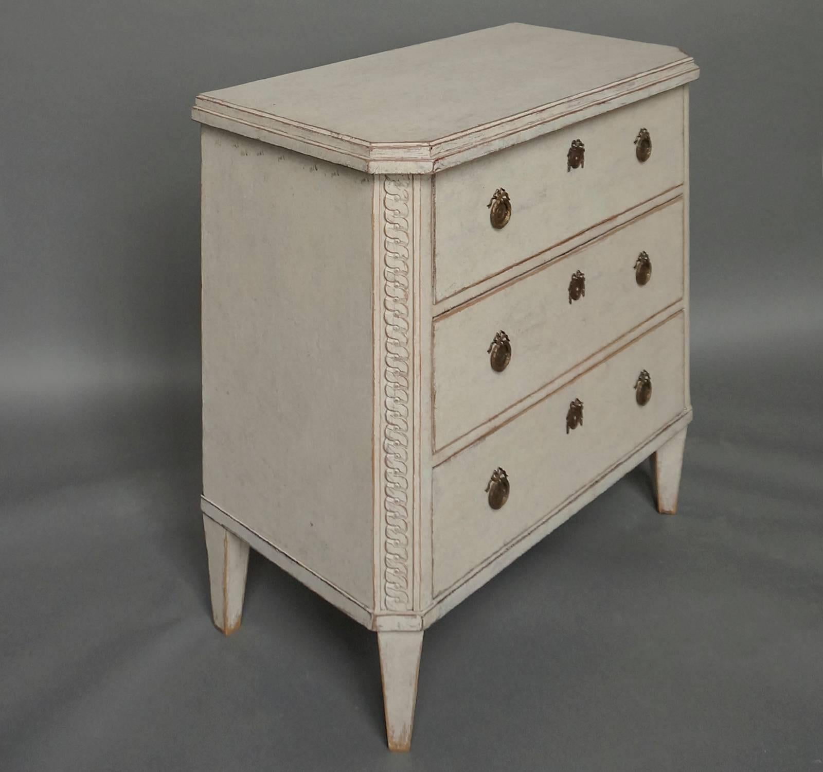 Painted Simple Swedish Neoclassical Style Chest of Drawers