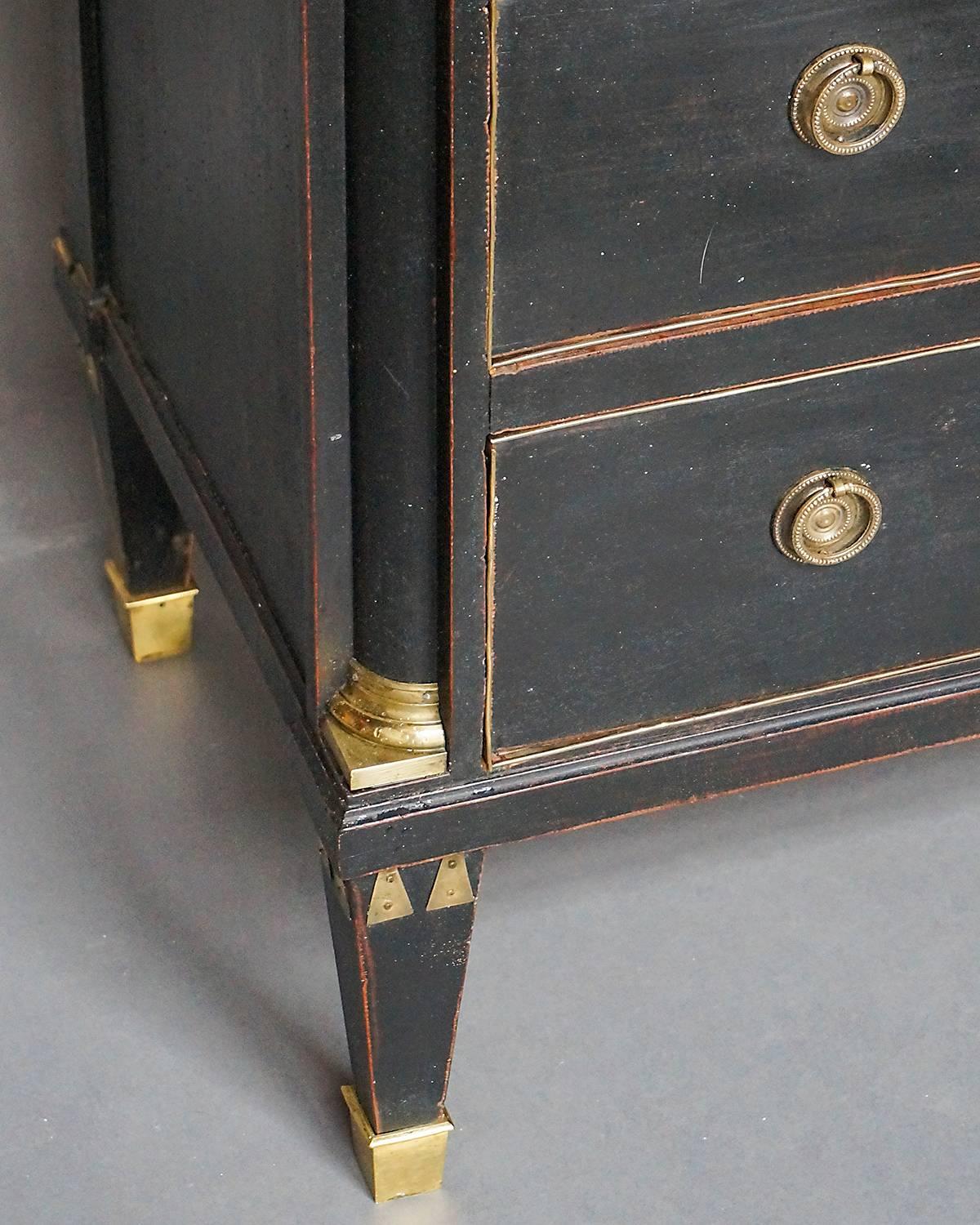 Hand-Carved Swedish Period Chest of Drawers with Brass Fittings