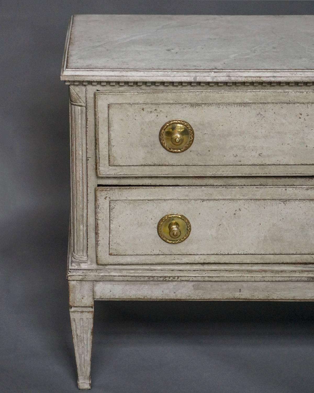 Period Swedish Neoclassical Two-Drawer Chest In Excellent Condition In Great Barrington, MA