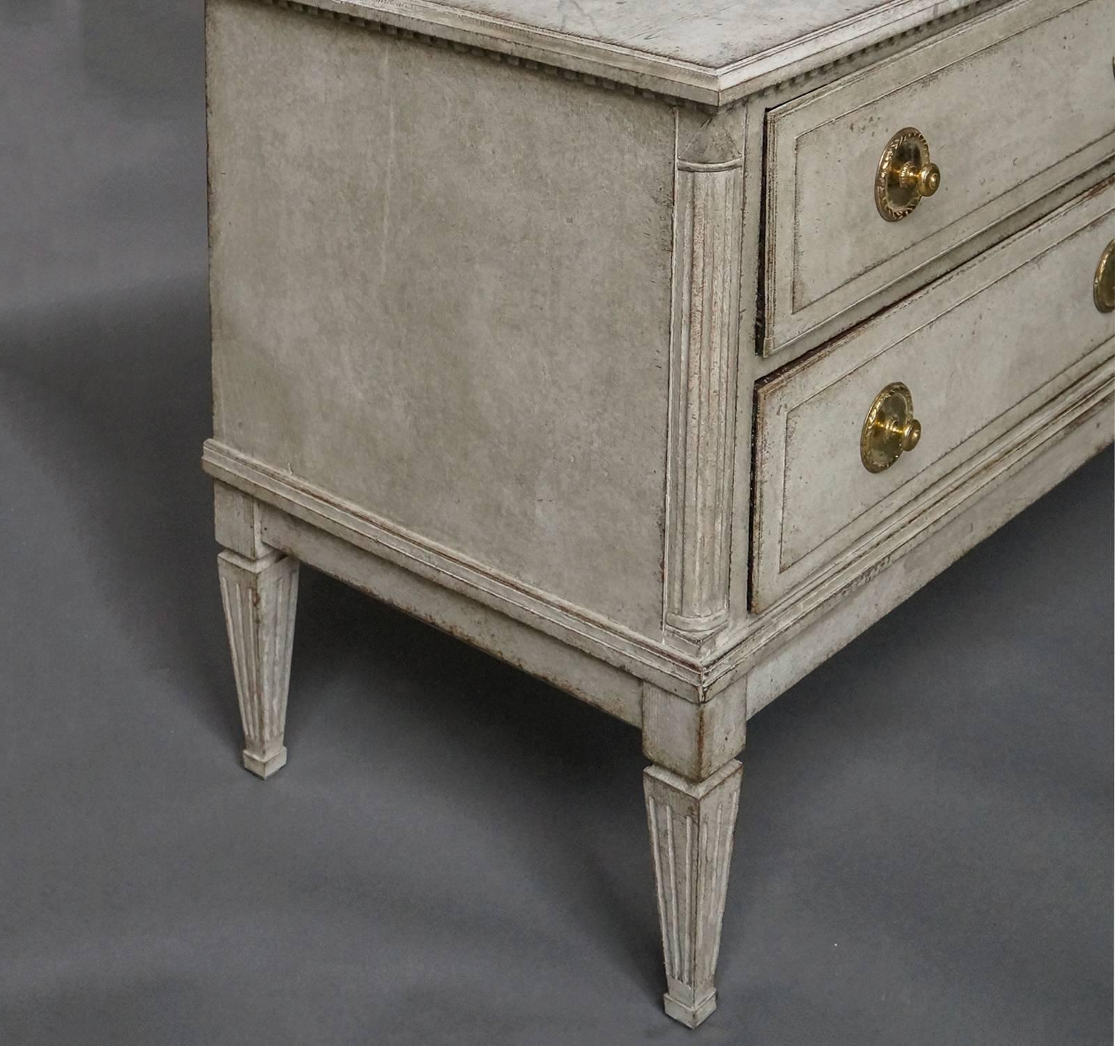 Hand-Carved Period Swedish Neoclassical Two-Drawer Chest