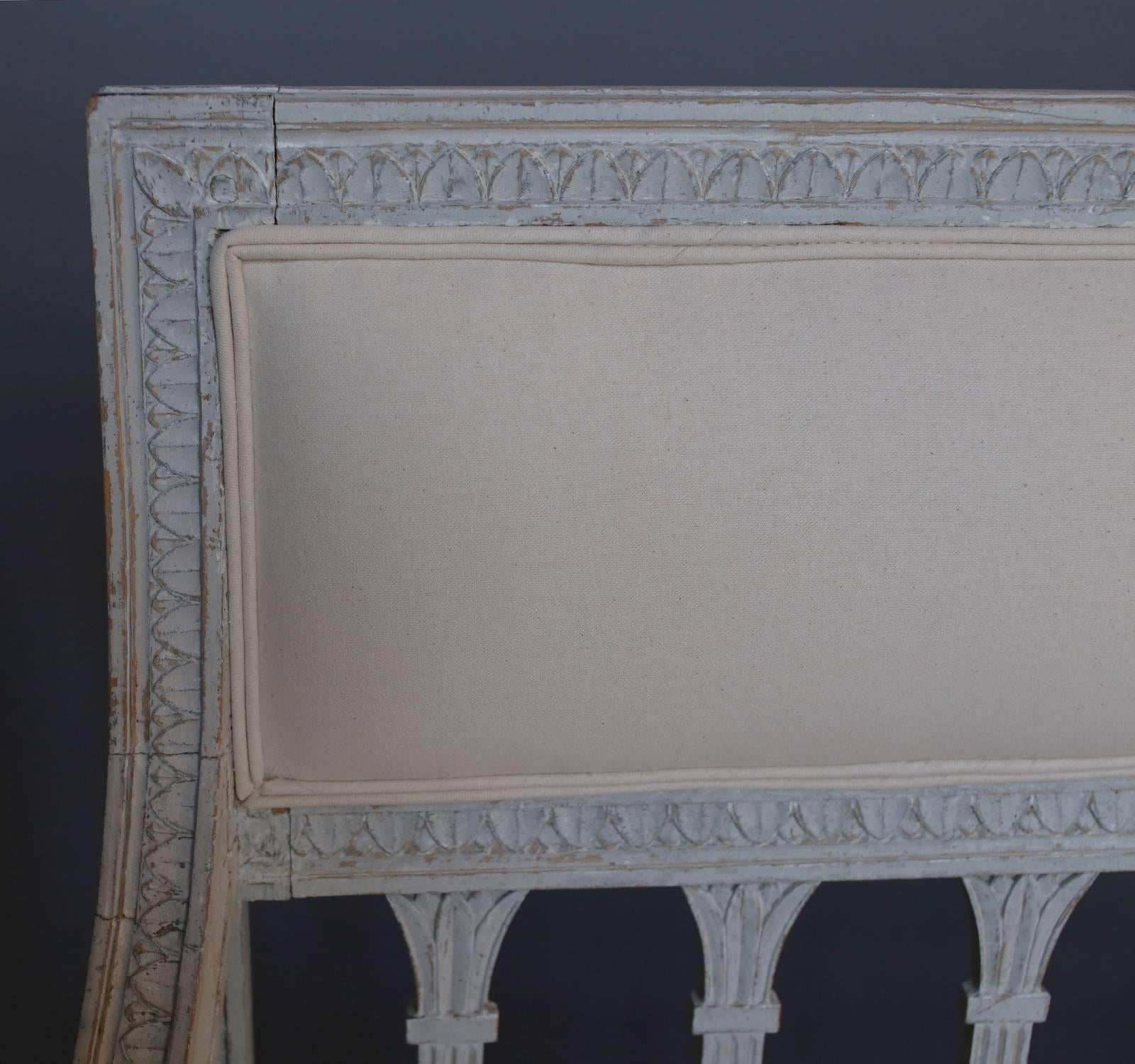 Hand-Carved Period Gustavian Sofa Bench