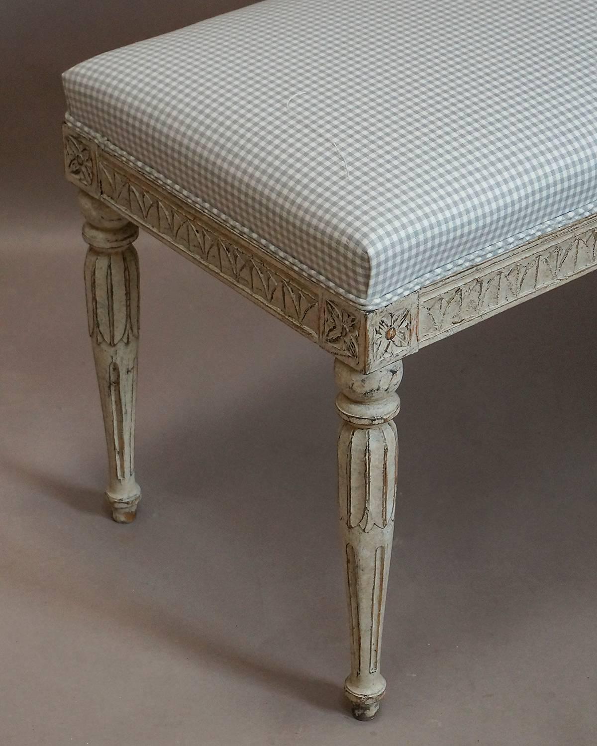 Hand-Carved Later Swedish Bench in the Gustavian Style