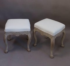 Pair of Antique Swedish Rococo Style Stools