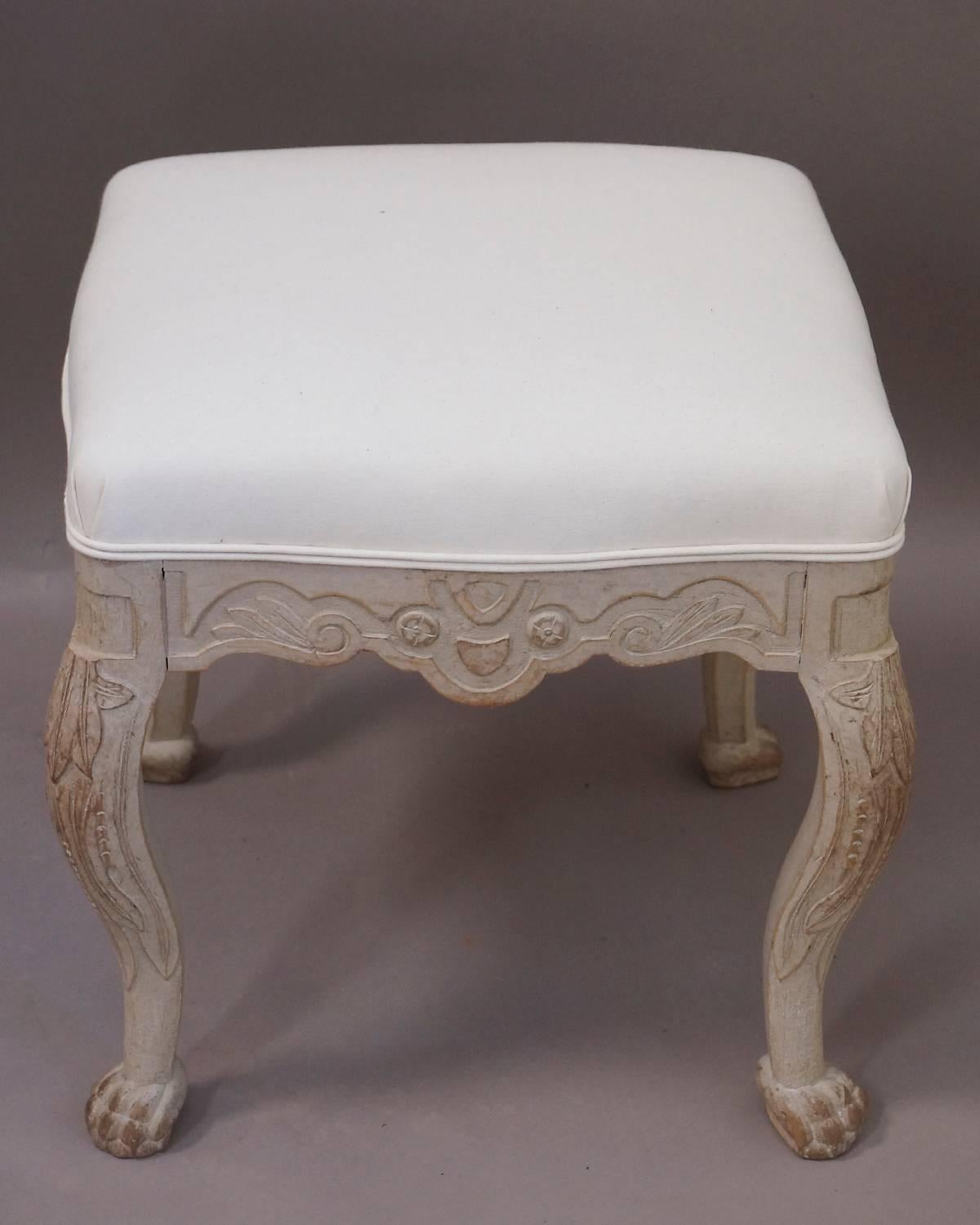 Pair of Antique Swedish Rococo Style Stools In Excellent Condition In Great Barrington, MA