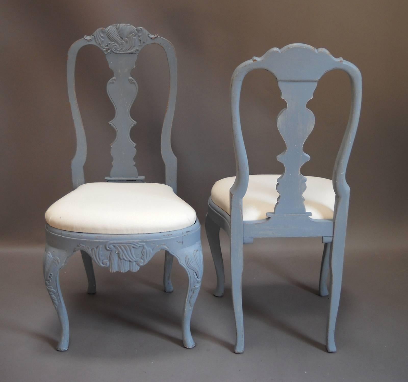 Swedish Set of Eight Rococo Style Dining Chairs