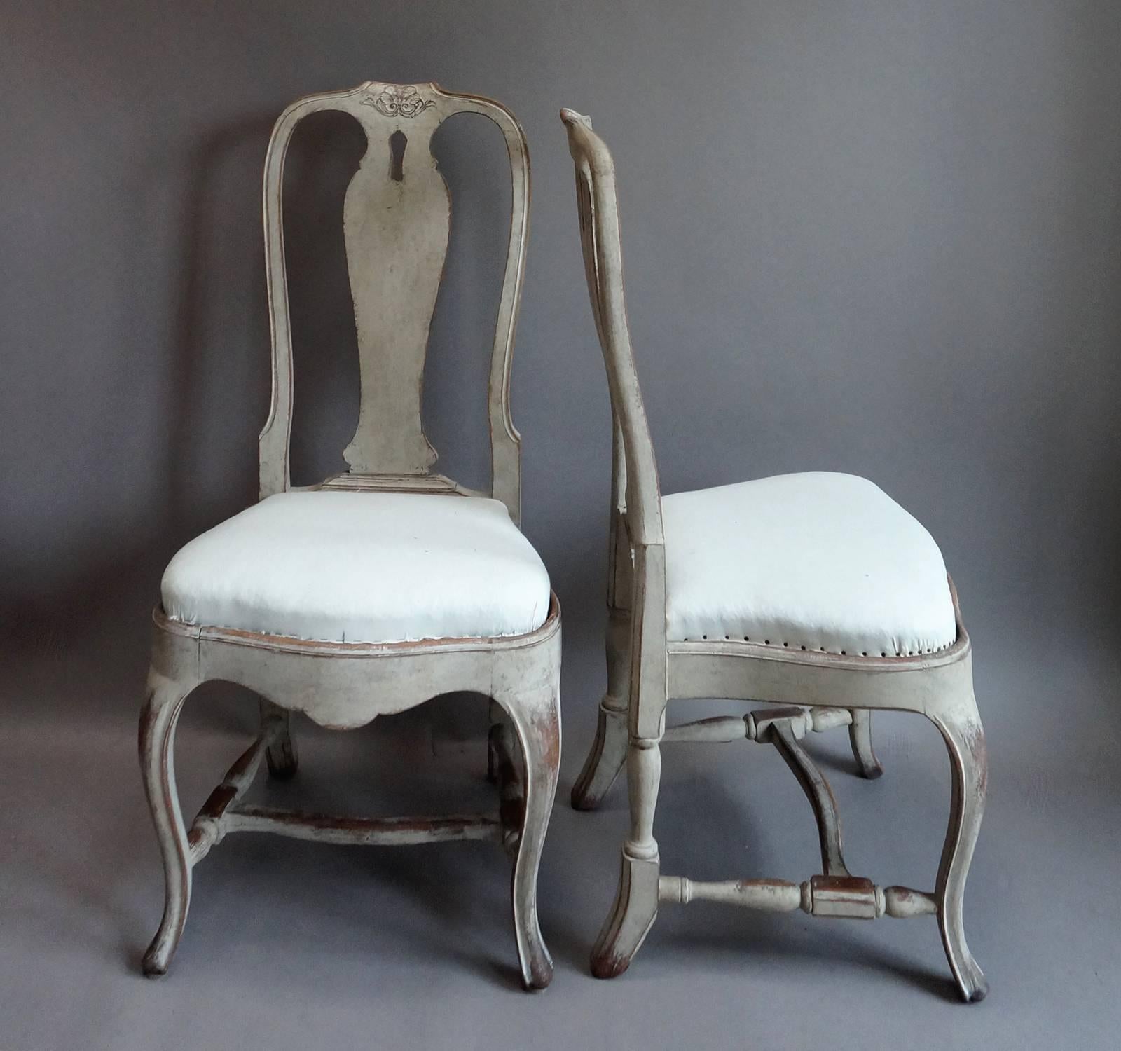 Hand-Carved Set of Four Rococo Style Dining Chairs