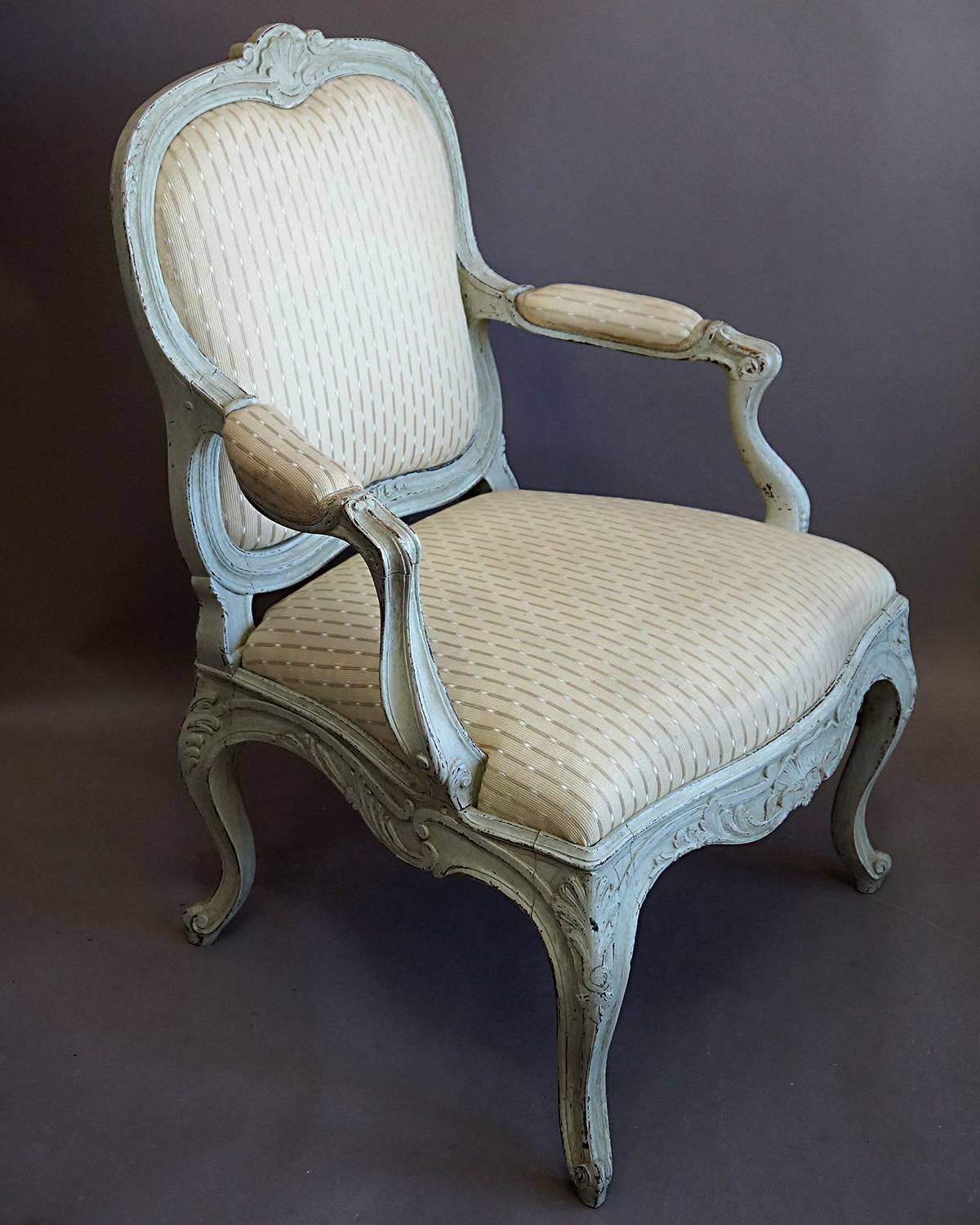 Pair of Rococo Style Swedish Armchairs In Excellent Condition For Sale In Great Barrington, MA