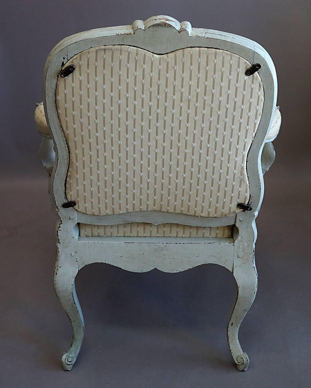 Pair of Rococo Style Swedish Armchairs For Sale 2