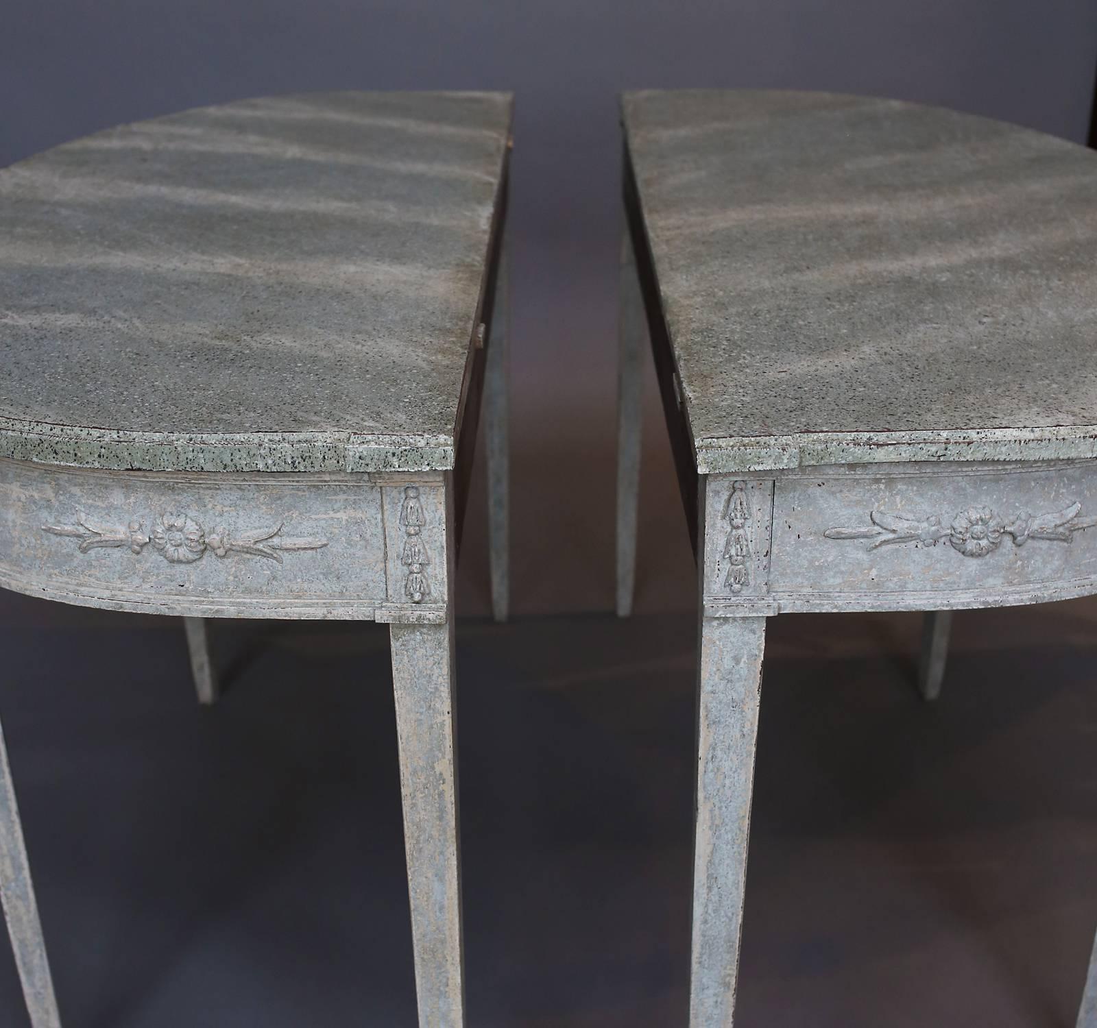 Hand-Painted Pair of Period Gustavian Console Tables