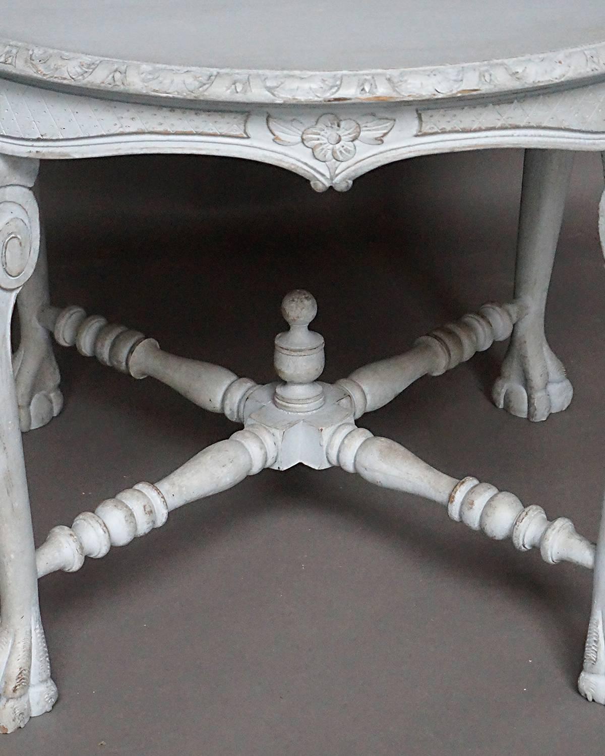 Danish Carved Side Table In Excellent Condition In Great Barrington, MA