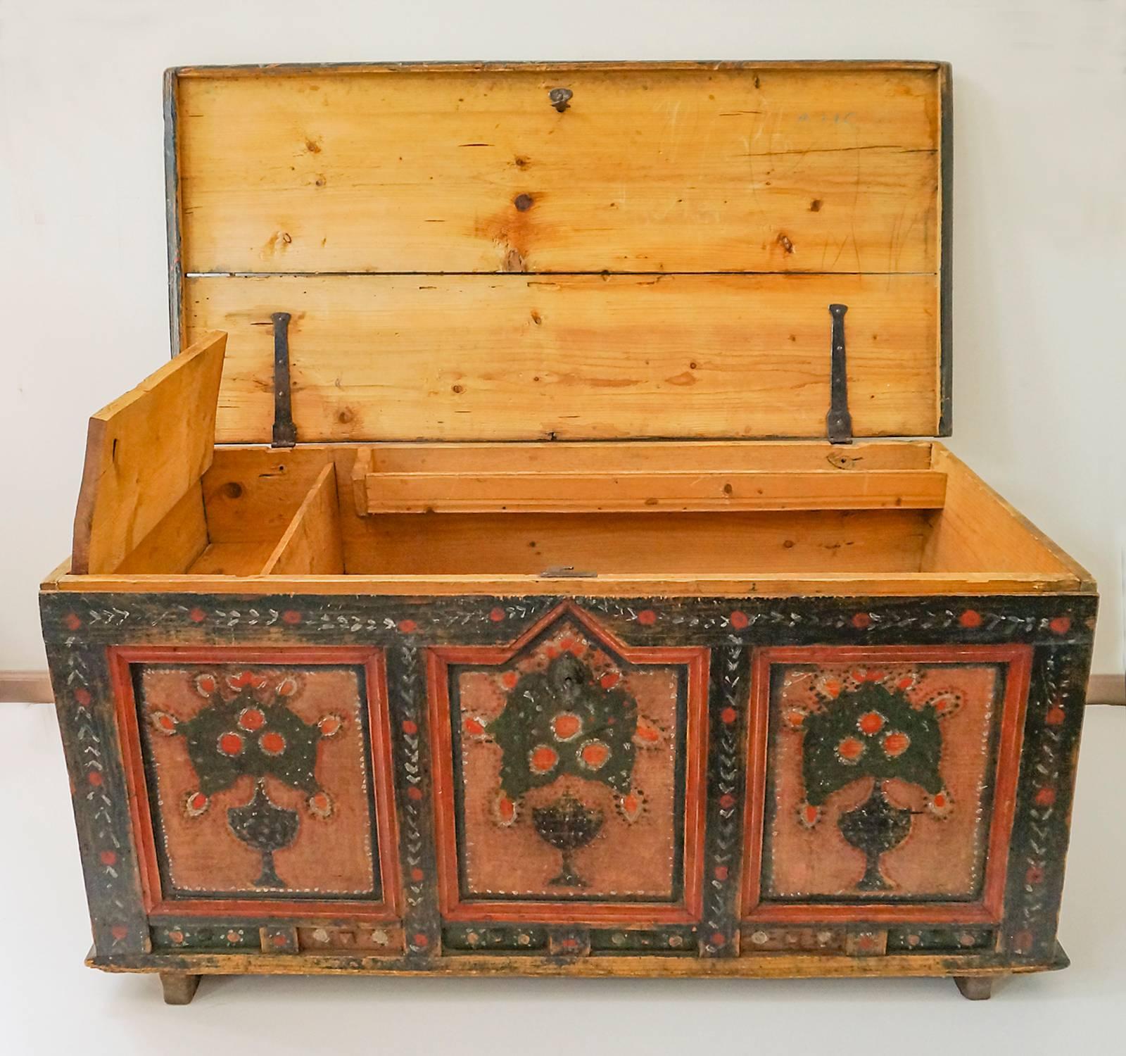 Early Tyrolean Hope Chest In Excellent Condition In Great Barrington, MA