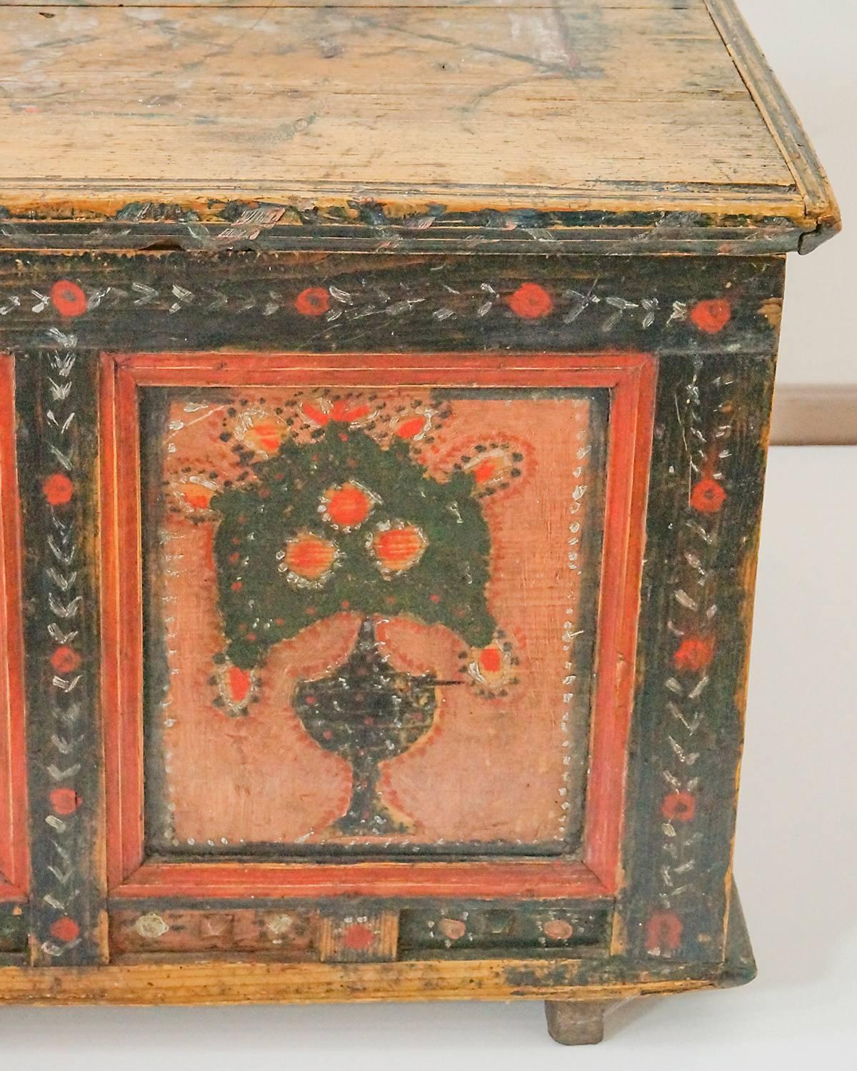 Hand-Painted Early Tyrolean Hope Chest