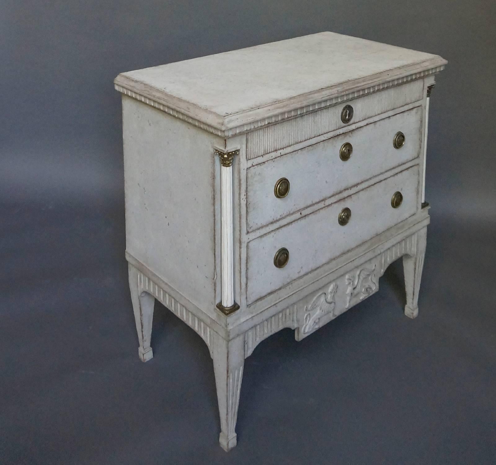 Swedish Pair of Neoclassical Commodes with Hellenic Spinxes