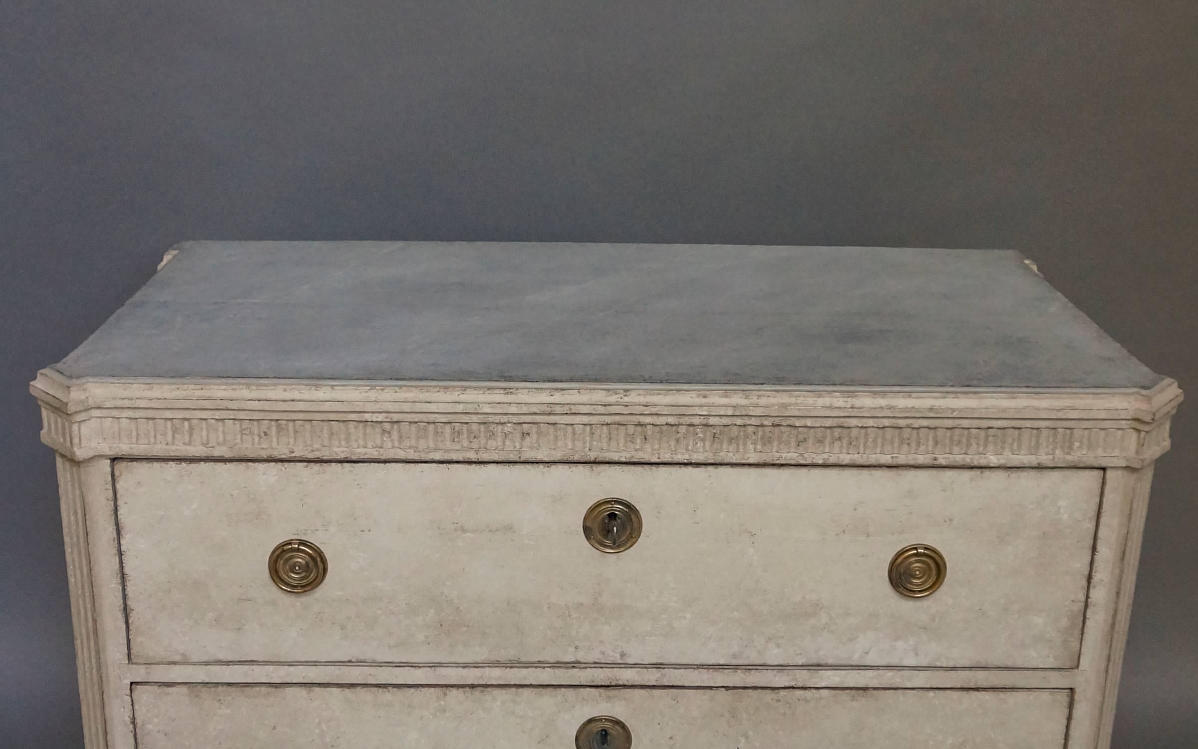 Hand-Carved Pair of Gustavian Style Two-Drawer Chests