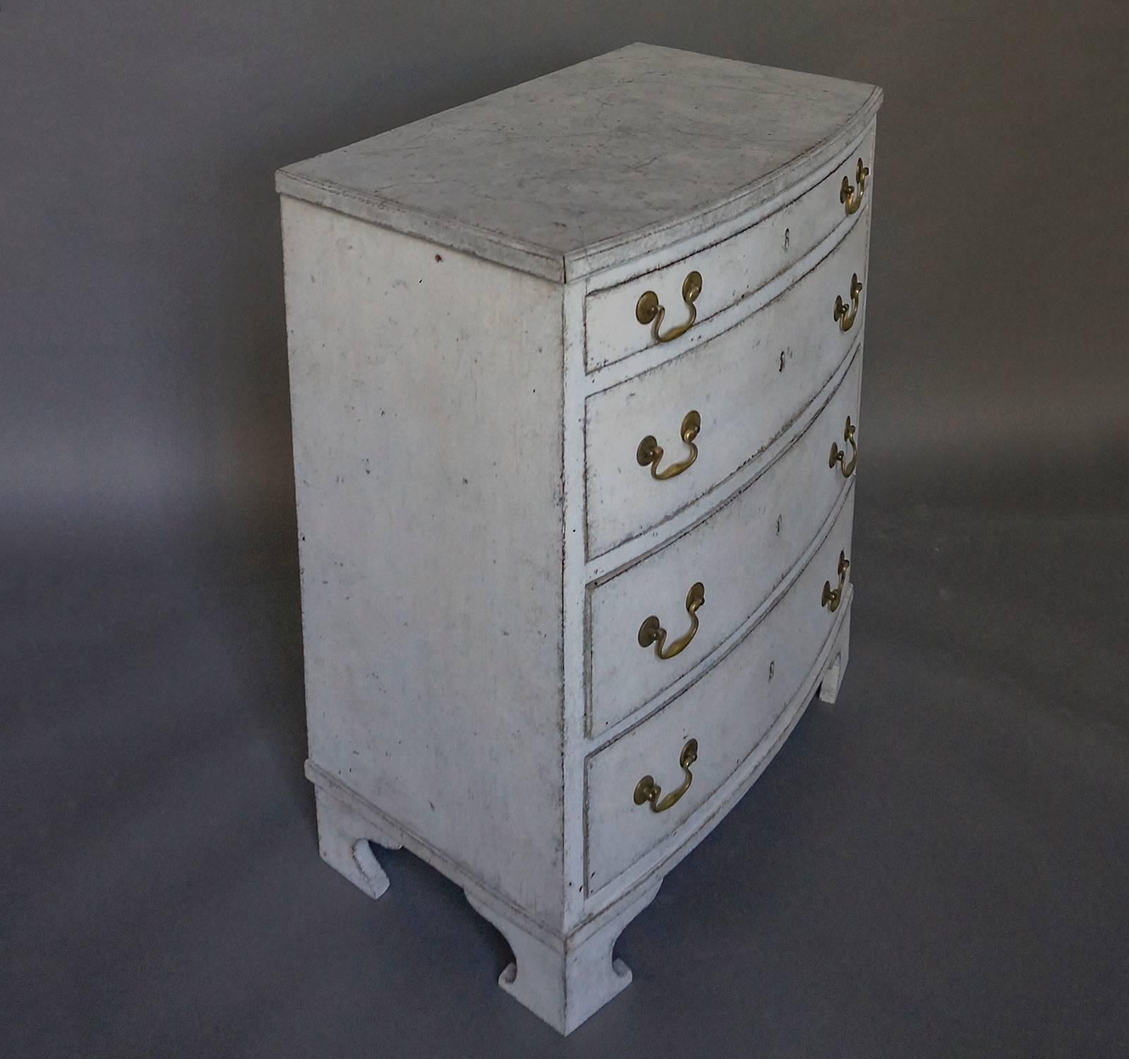 Country Swedish Bow Front Commode with Four Drawers