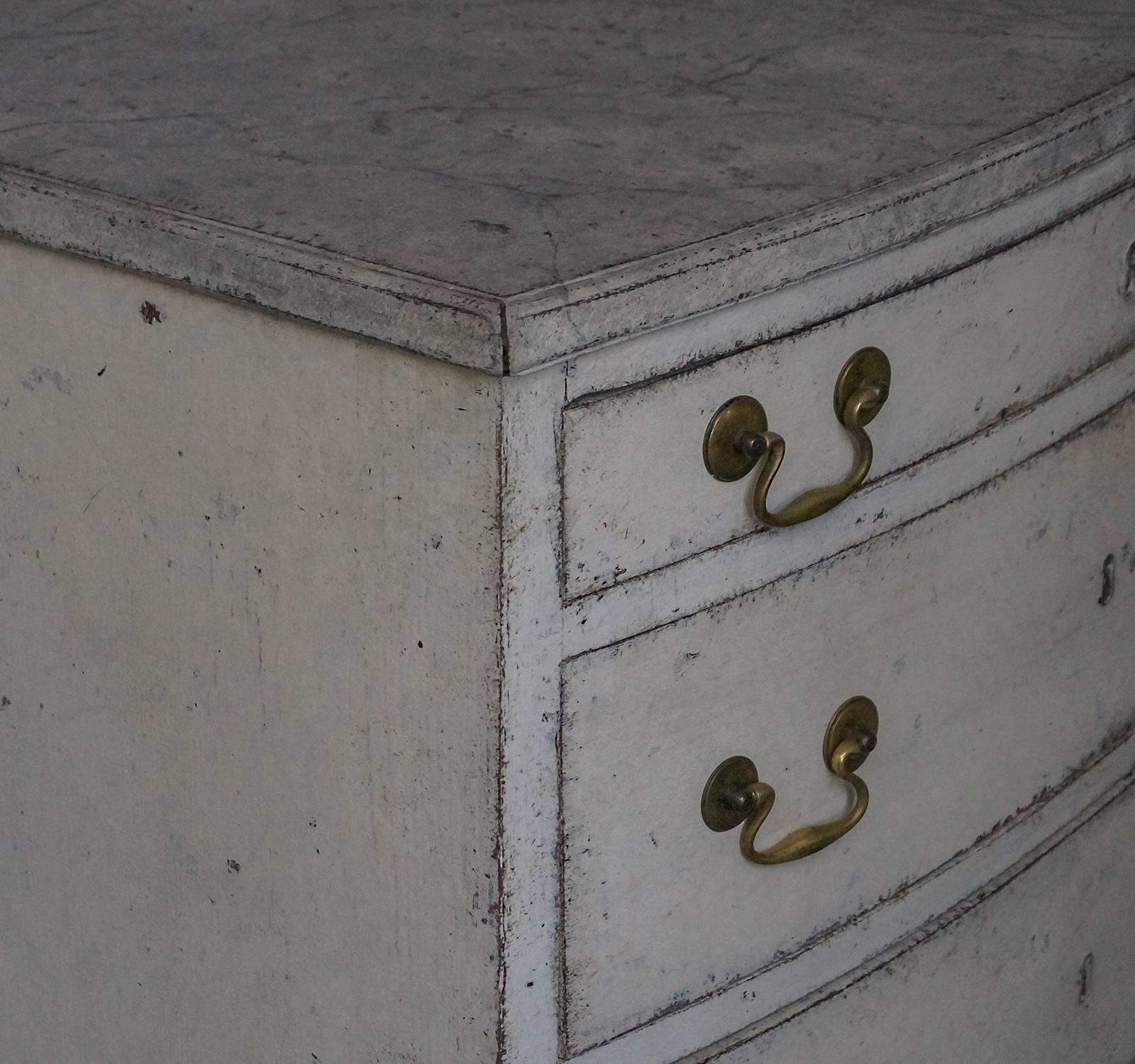 Hand-Painted Swedish Bow Front Commode with Four Drawers
