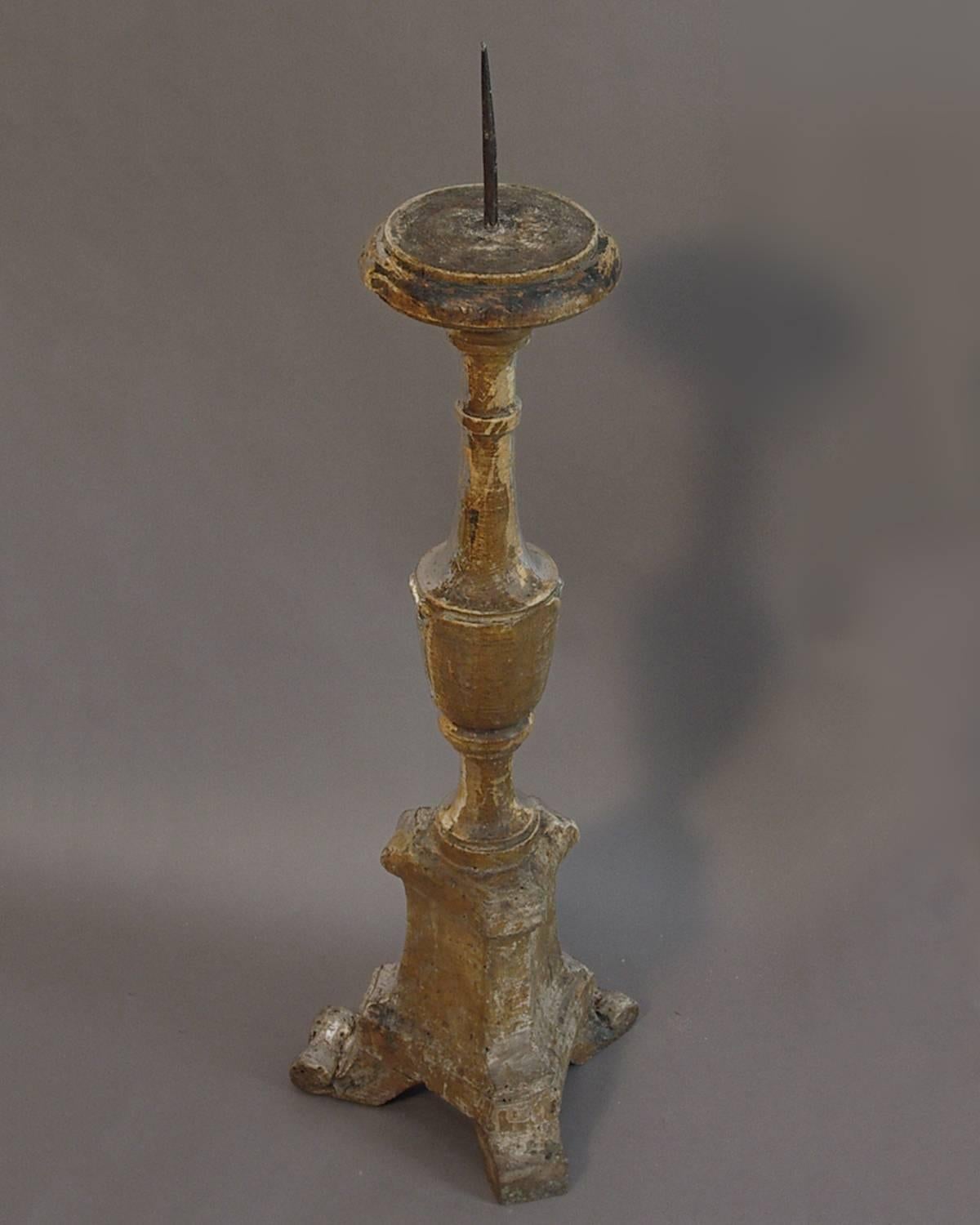 Hand-Carved Italian Silver Leaf Candlesticks For Sale