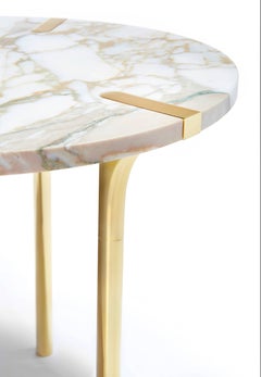 Sereno End Table in Calacatta Marble and Polished Gold by ANNA New York