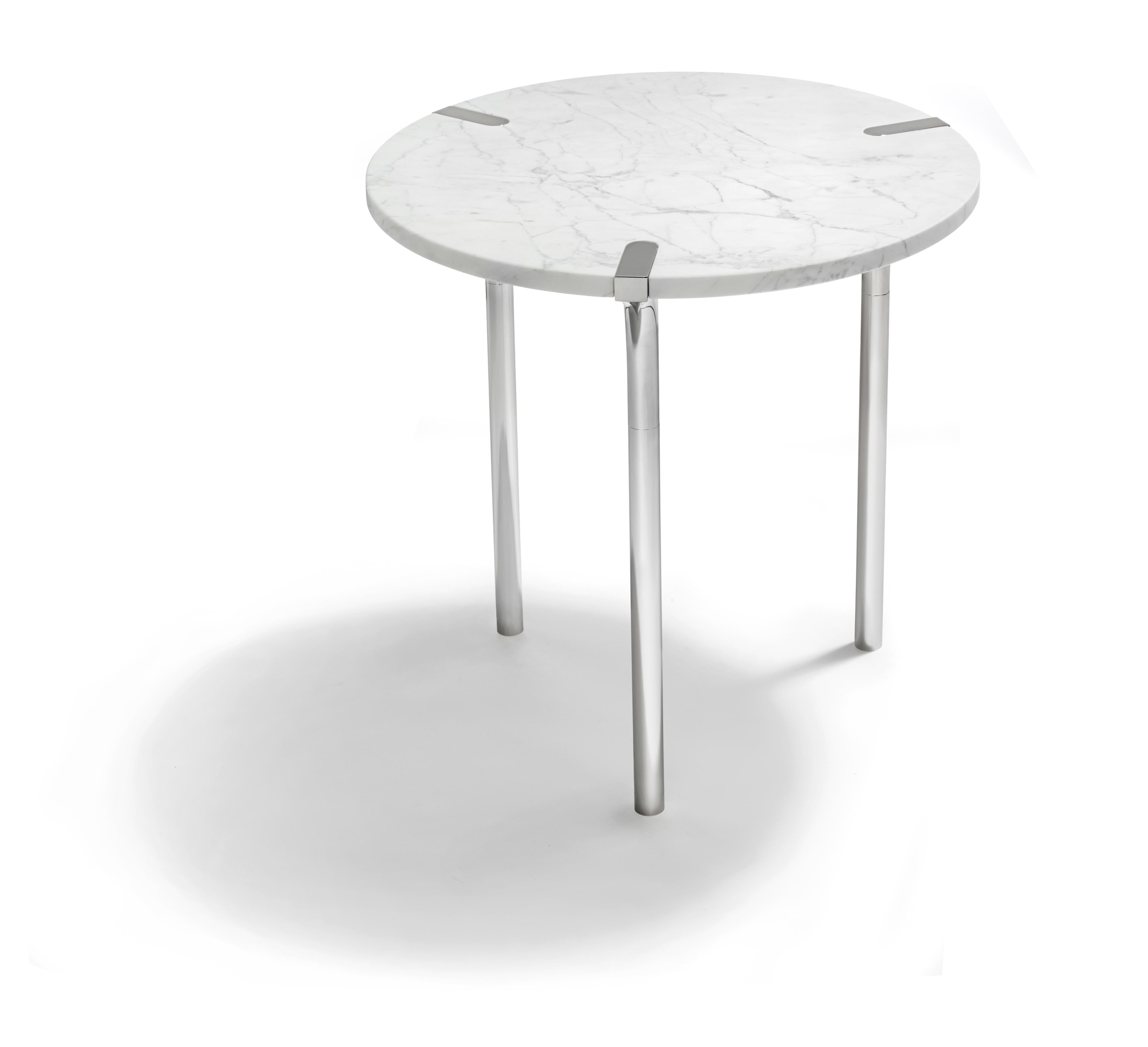 Other Sereno Coffee Table in Carrara Marble and Polished Metal by ANNA new york For Sale