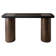 Mesa consola Silo Konekt - Fresno ennegrecido y Bronce aceitado