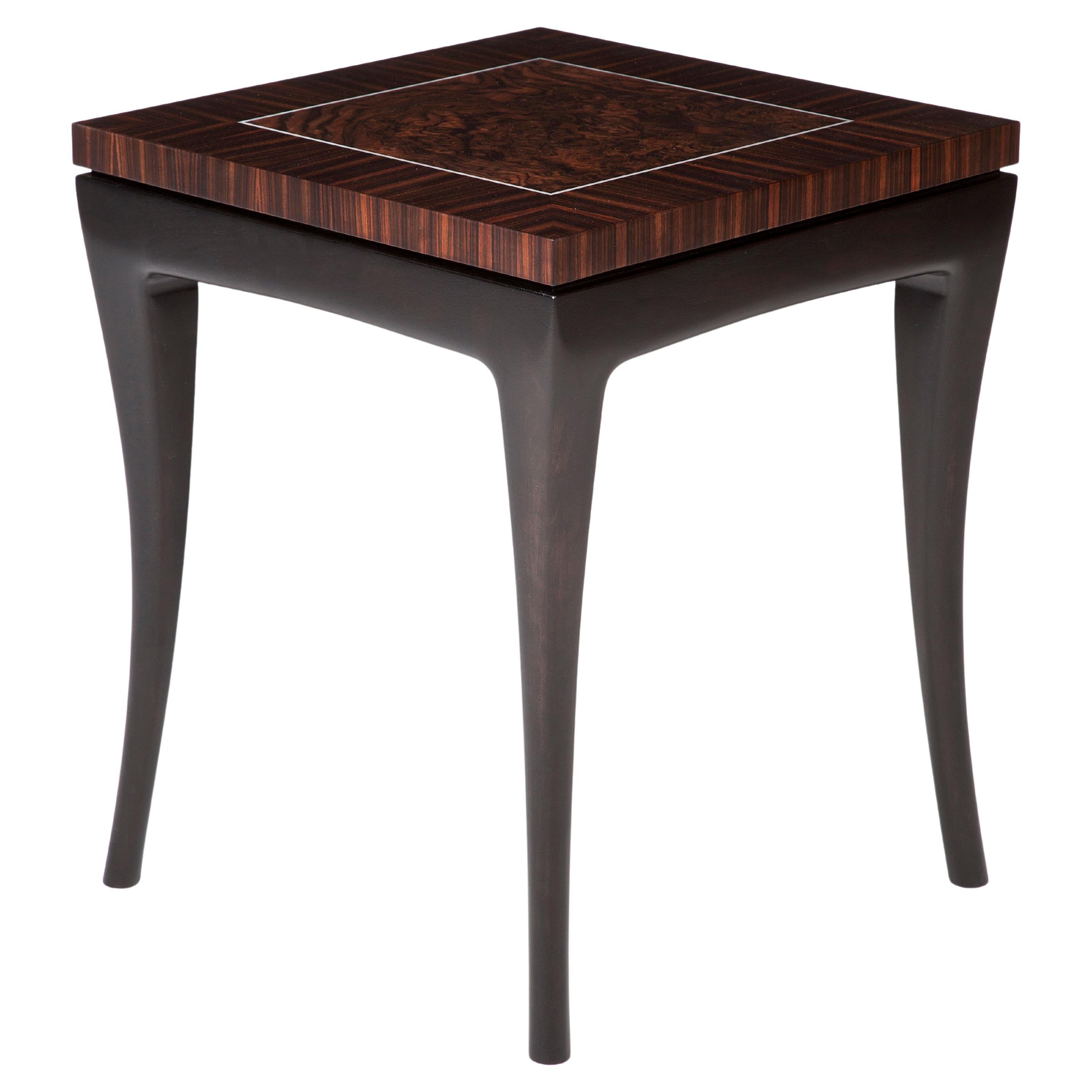 Deco-Inspired, Macassar Ebony Side Table For Sale