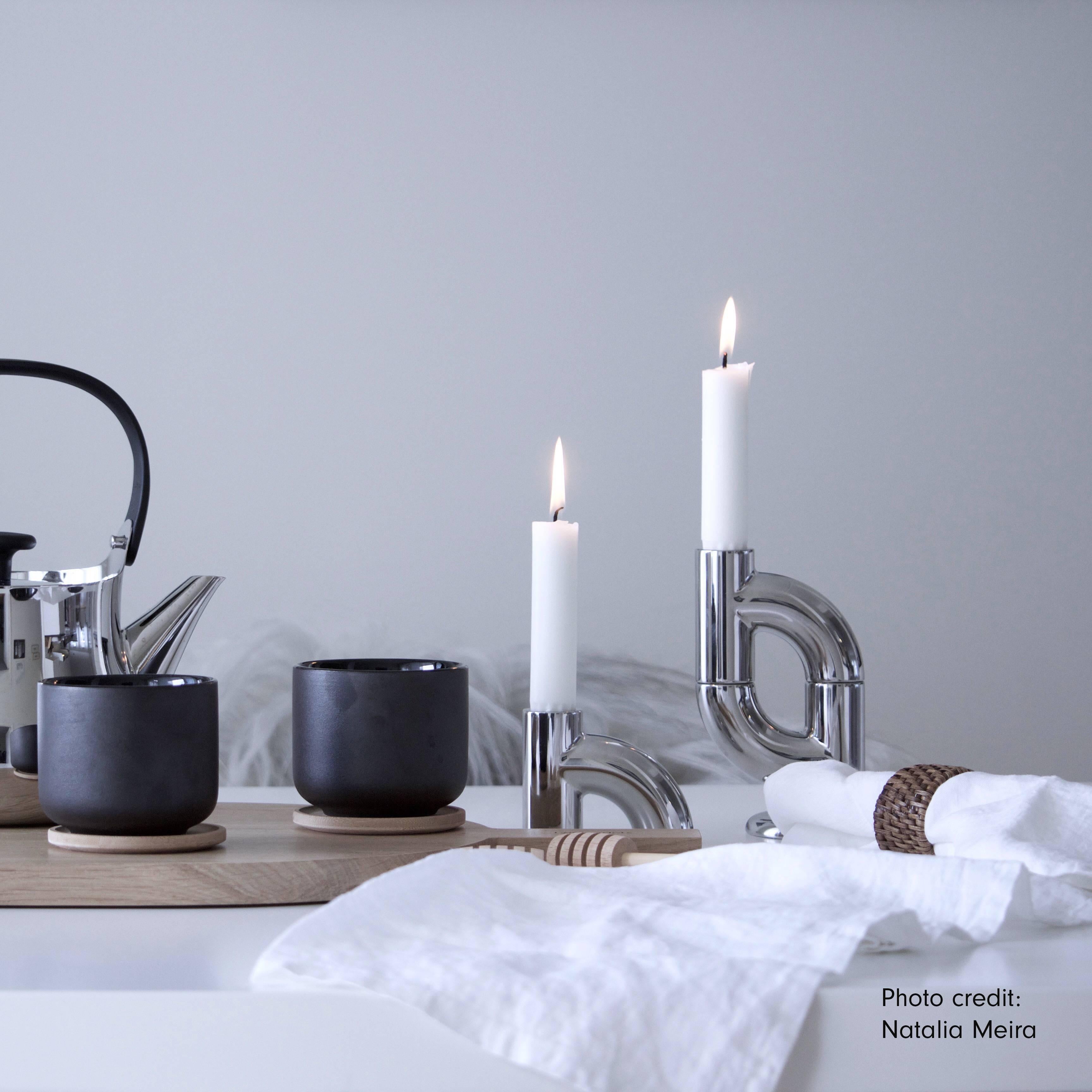 Alia SINGLE, 21st Century Minimal Chrome Plating Stackable Candleholder For Sale 1