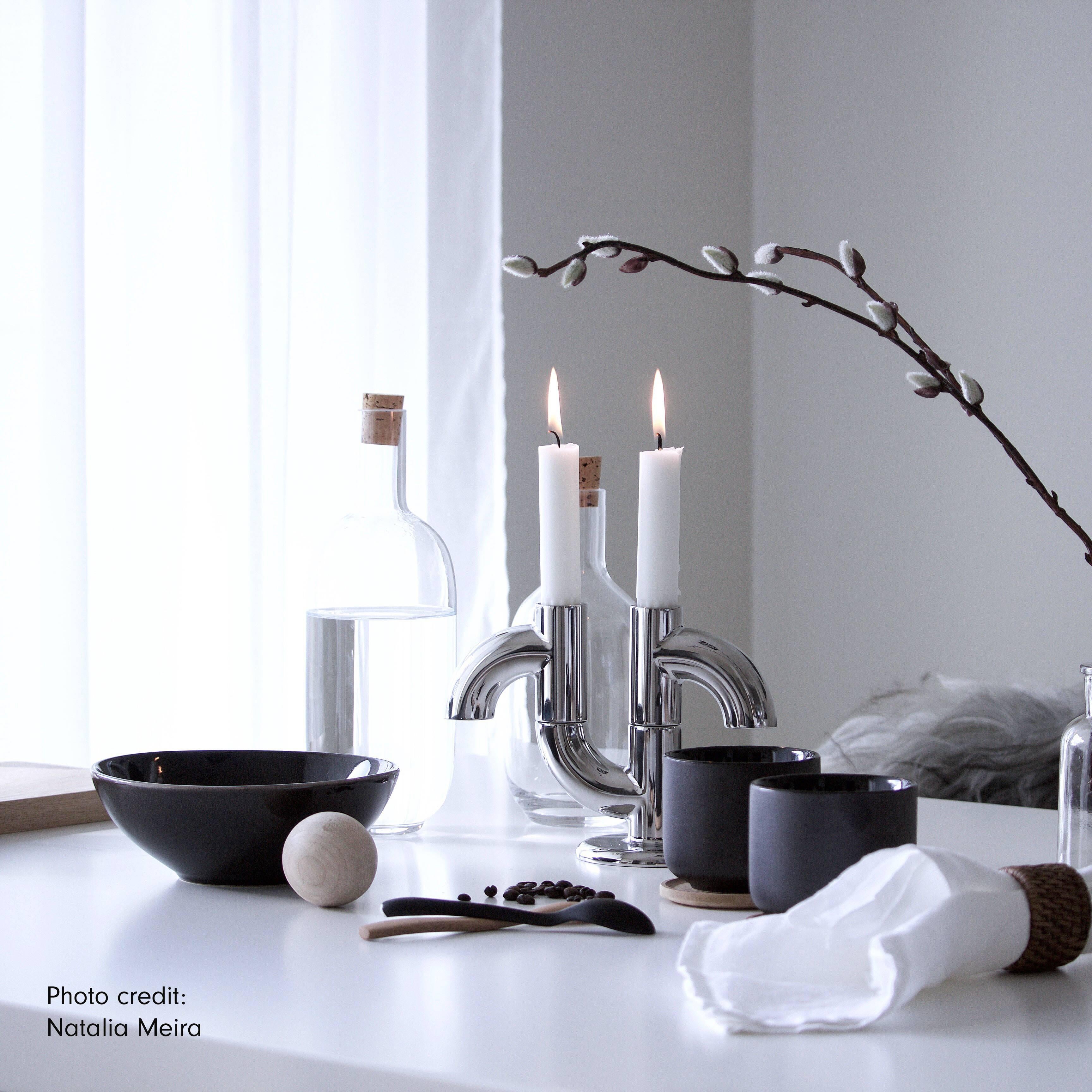 Alia SINGLE, 21st Century Minimal Chrome Plating Stackable Candleholder For Sale 2