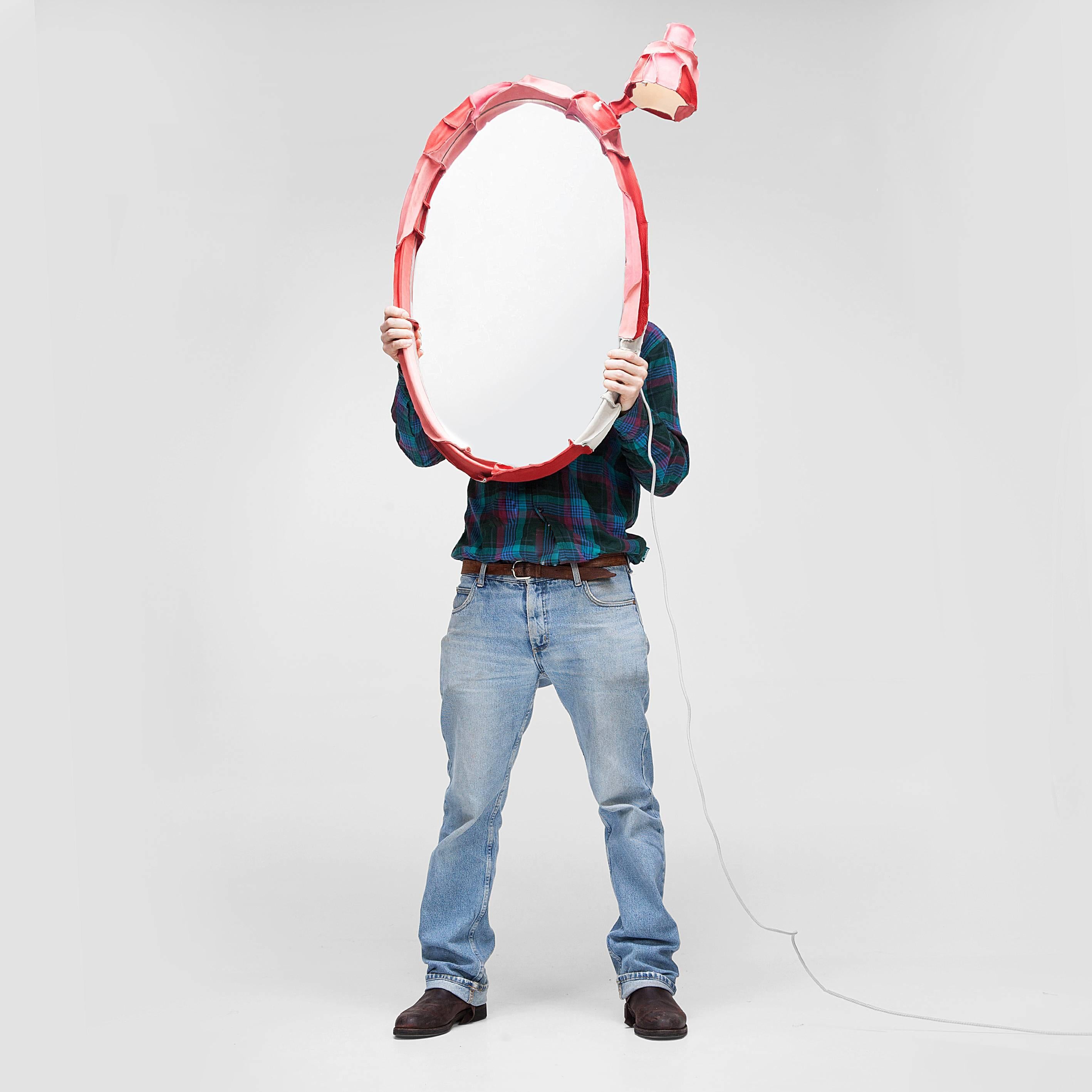 Dutch Standing Skin Mirror by Pepe Heykoop For Sale