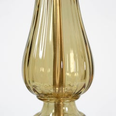 Pair of Modern Handmade Murano Glass Table Lamps Smoke Topaz Color