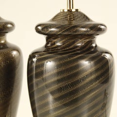 Murano Glass Table Lamp Set of 2, Vintage Glass Murano Blown Glass by Effetre