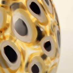 Italian Set Murano Glass Table Lamps Black and White Murrina in pure Amber Glass