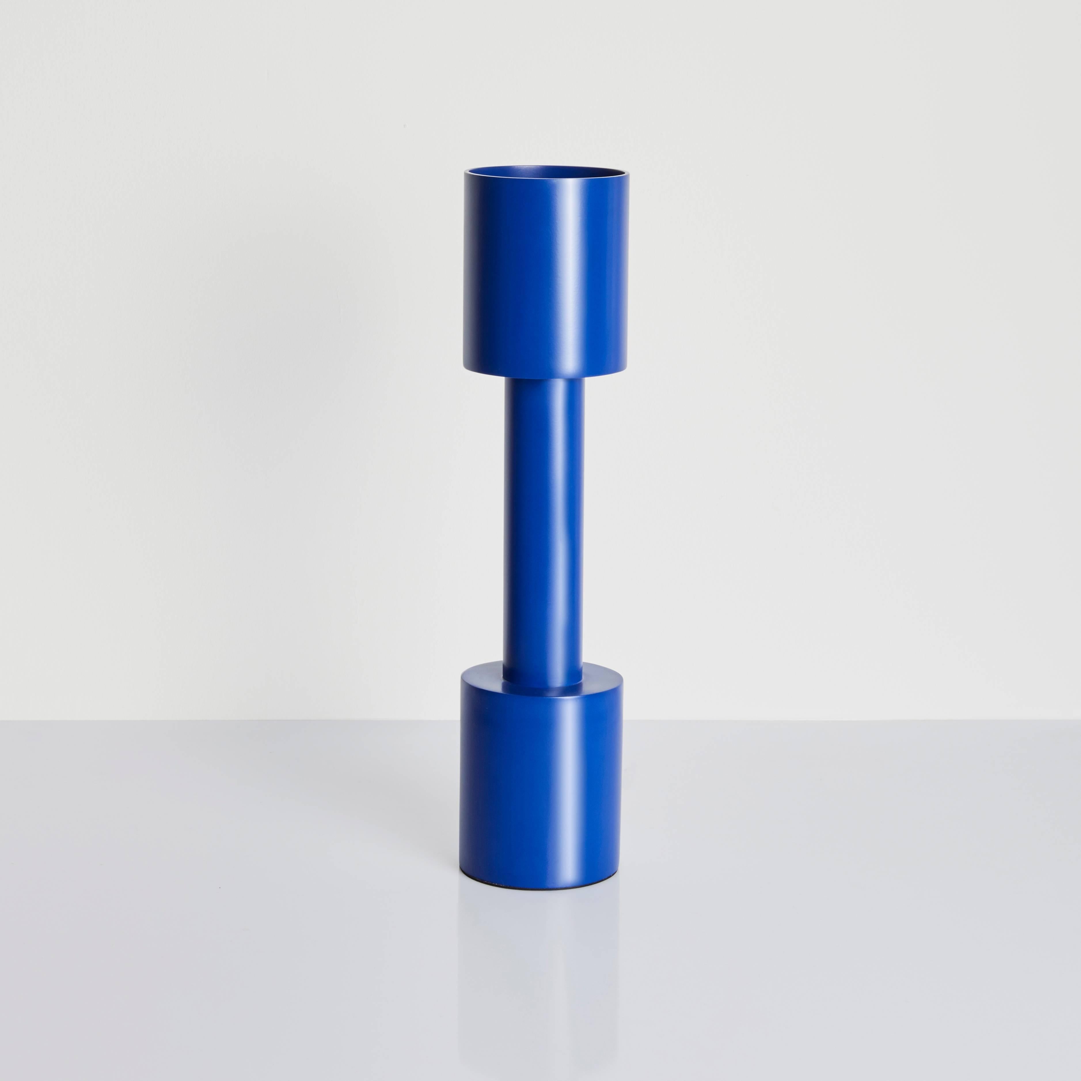 Minimalist 21st Century Contemporary Design, Aluminium Minimal Rec-Cut Vase in Blue