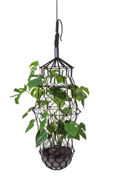 21st Century Contemporary Design, Macramé Minimal Lucille Flower Cocoon in Black