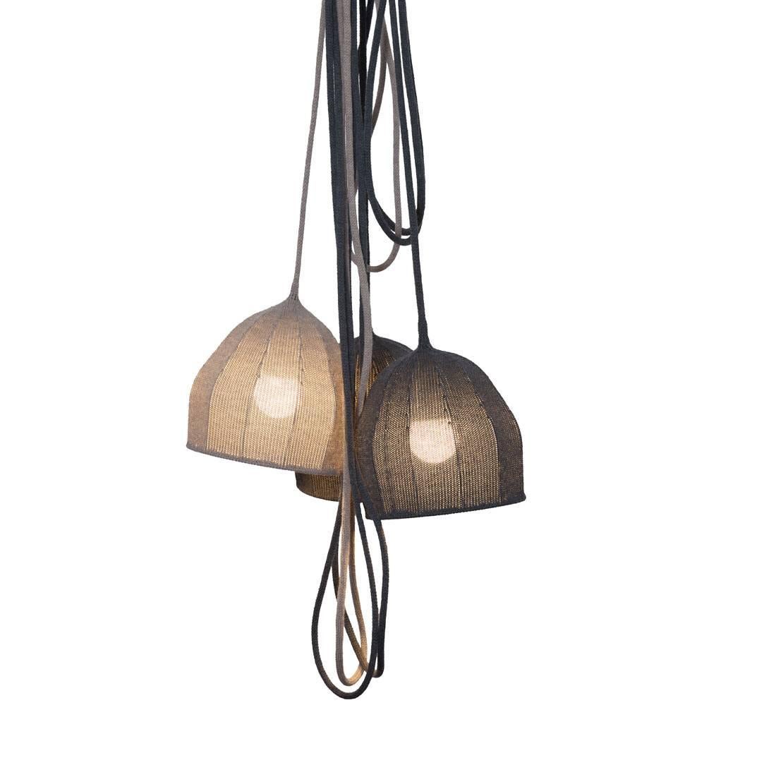 German 21st Century Contemporary Design, Ray Merino Wool Knitted Light in Graphit For Sale