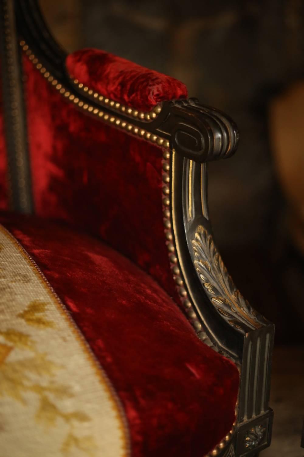 Late 19th Century Gorgeous Pair of Velvet Upholstered Throne Chairs