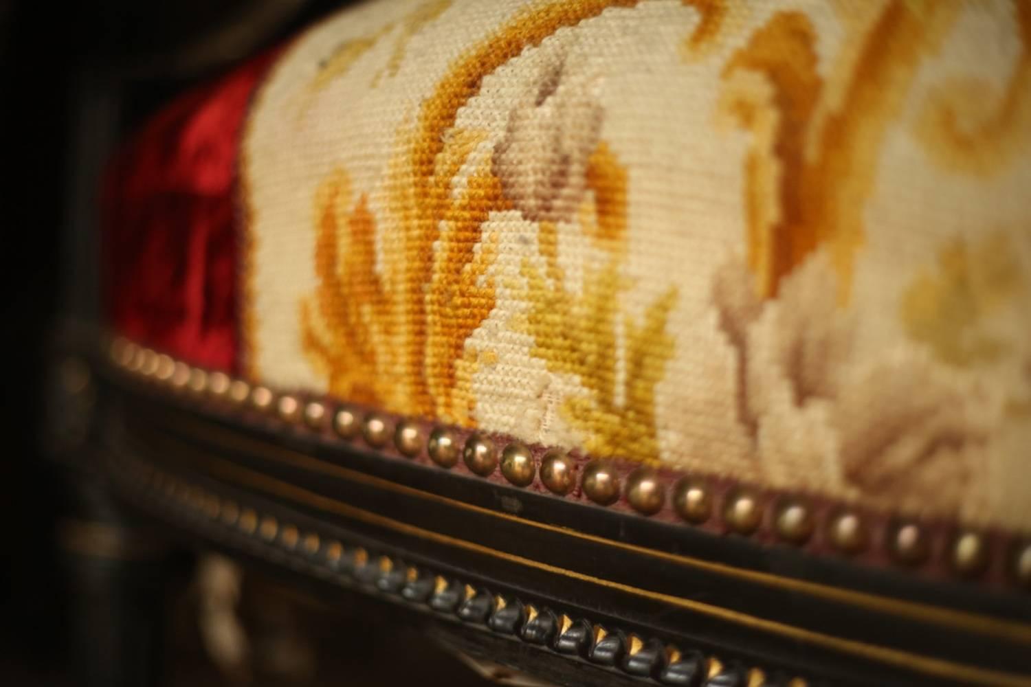 Tapestry Gorgeous Pair of Velvet Upholstered Throne Chairs