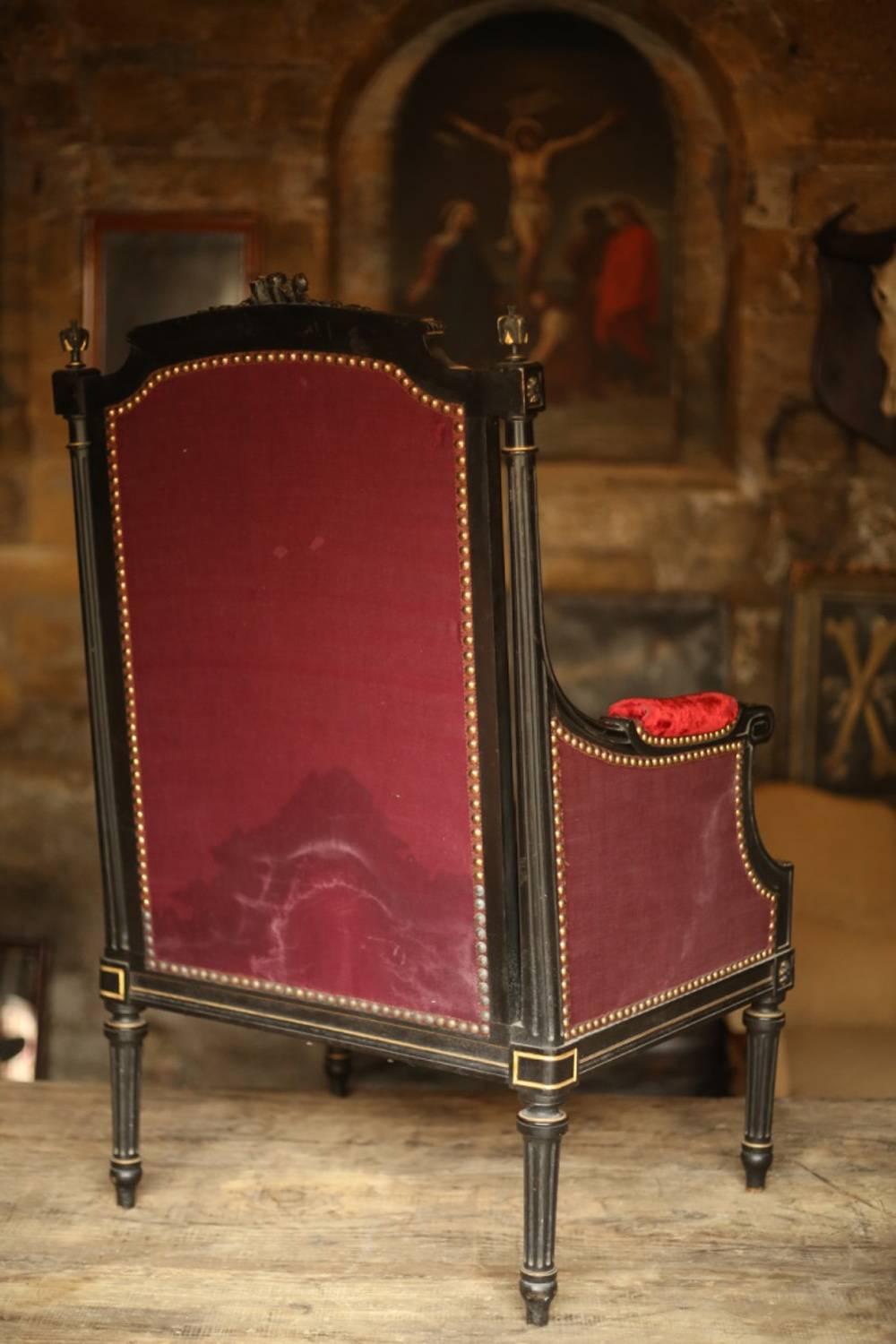 Gorgeous Pair of Velvet Upholstered Throne Chairs 2