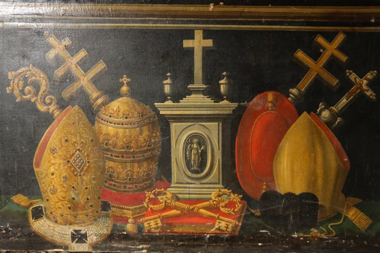 Pair of 18th Century Italian Oil on Canvas Church Panels Exceptional Quality In Good Condition In Tadcaster, GB