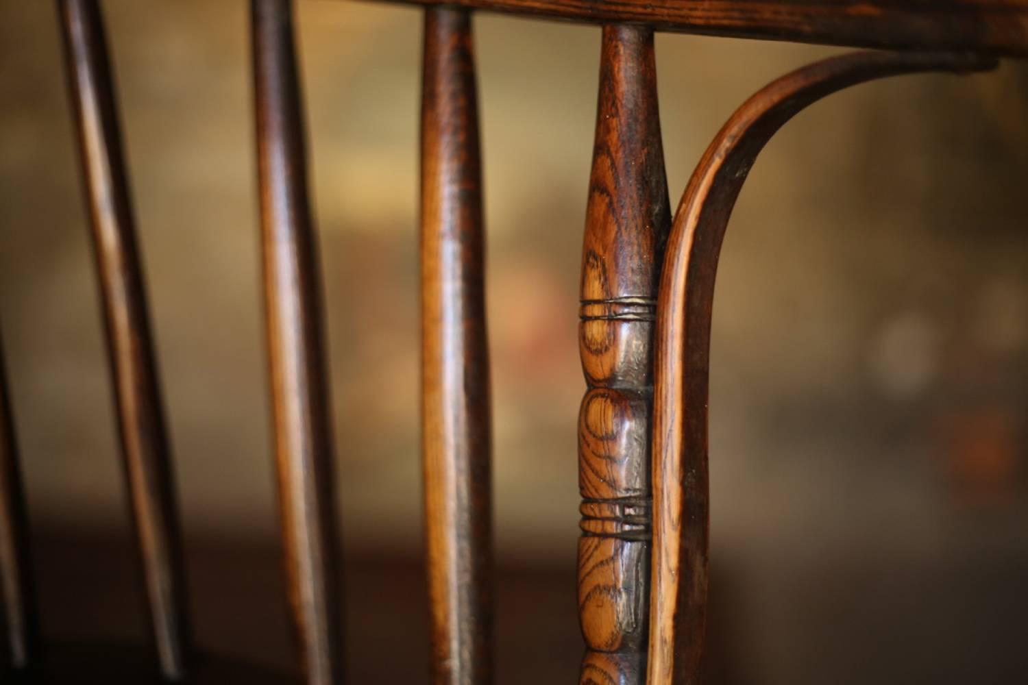 18th Century and Earlier 18th Century Ash and Elm High Backed Windsor Armchair