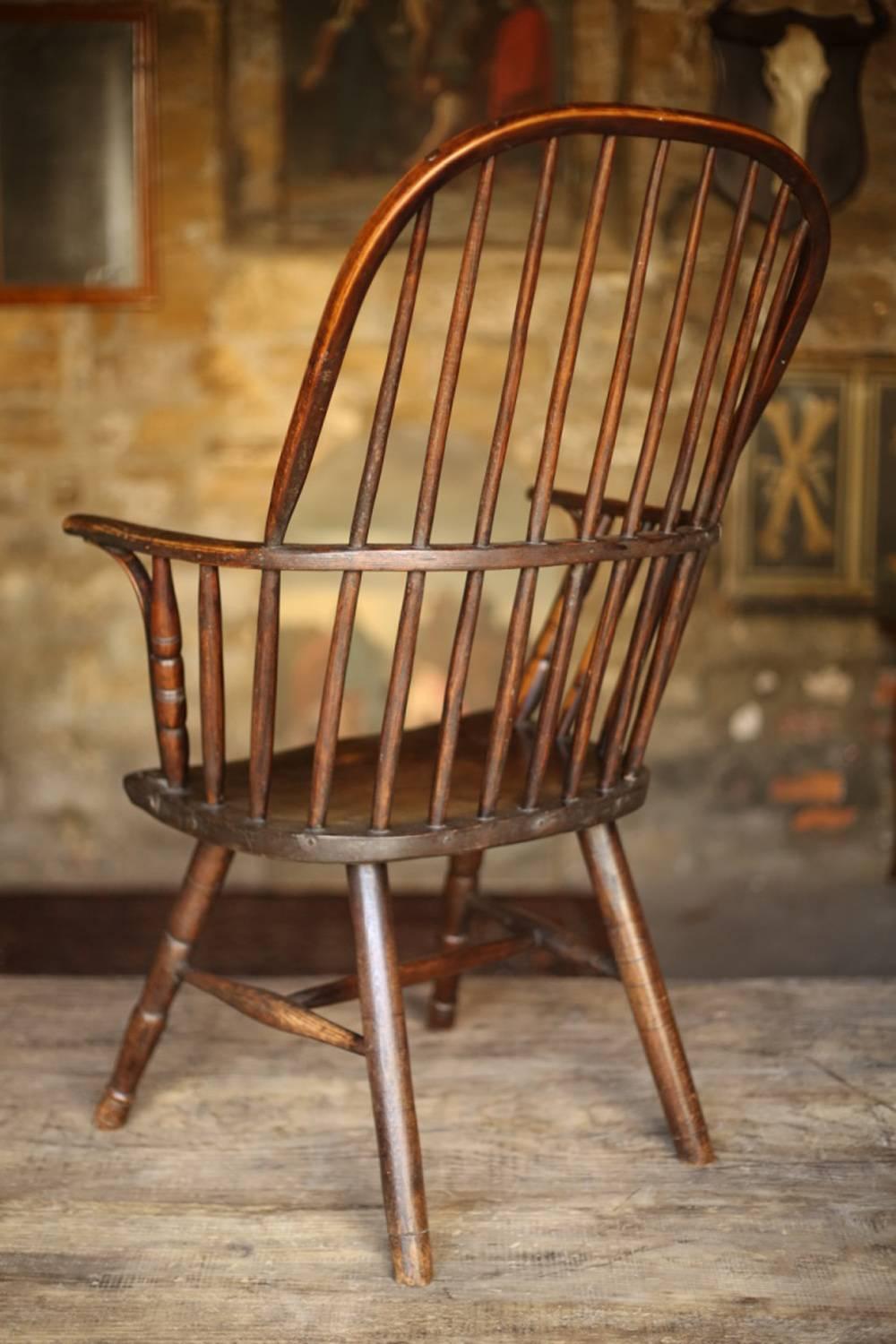 Great Britain (UK) 18th Century Ash and Elm High Backed Windsor Armchair