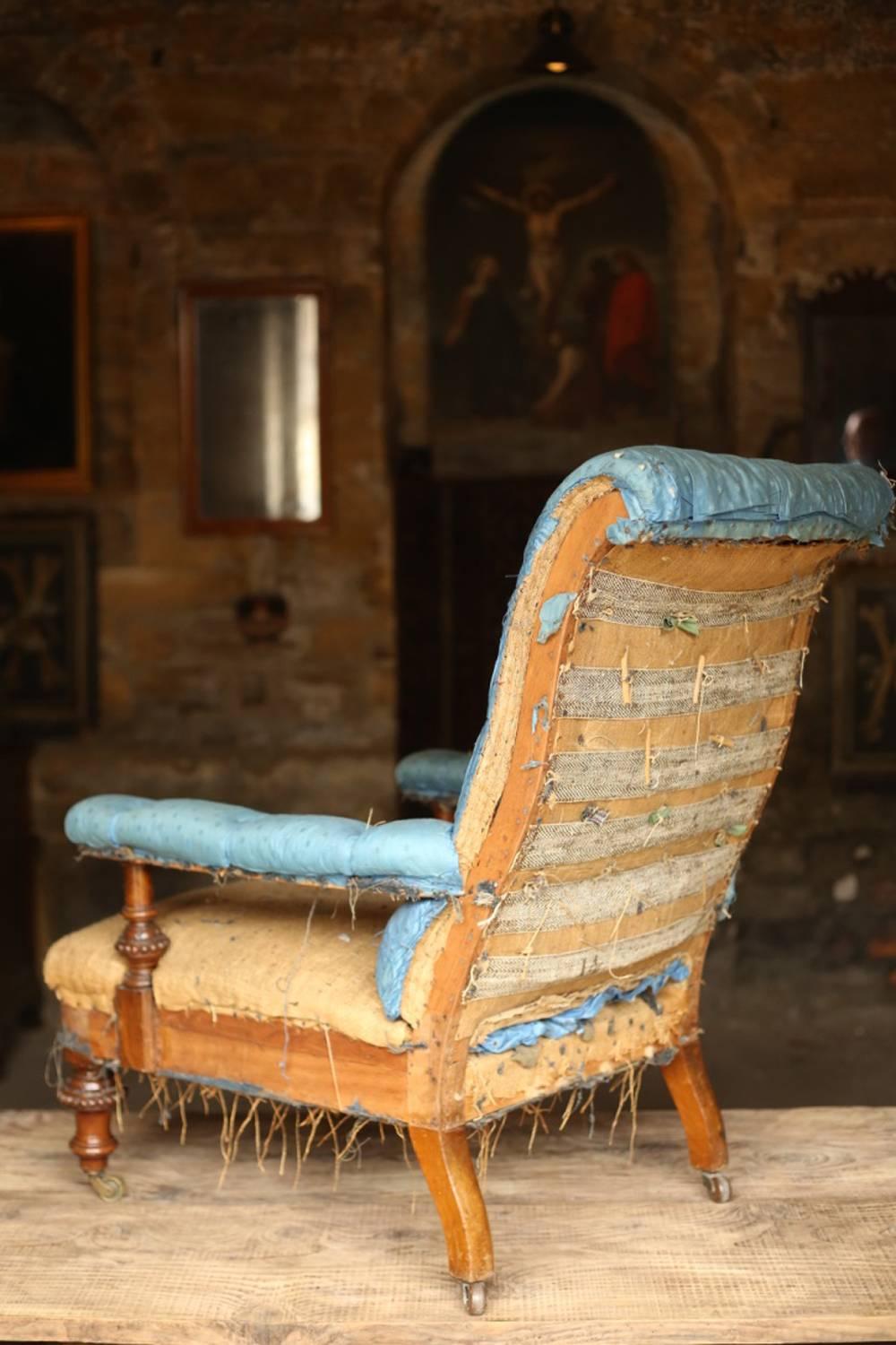 Victorian 19th Century, Deep Buttoned Back Low Armchair