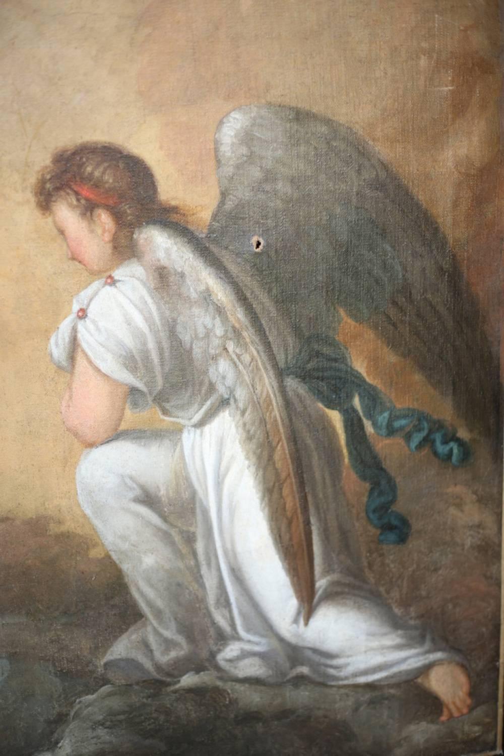 Italian Large 18th-19th Century Oil on Canvas Sacred Heart